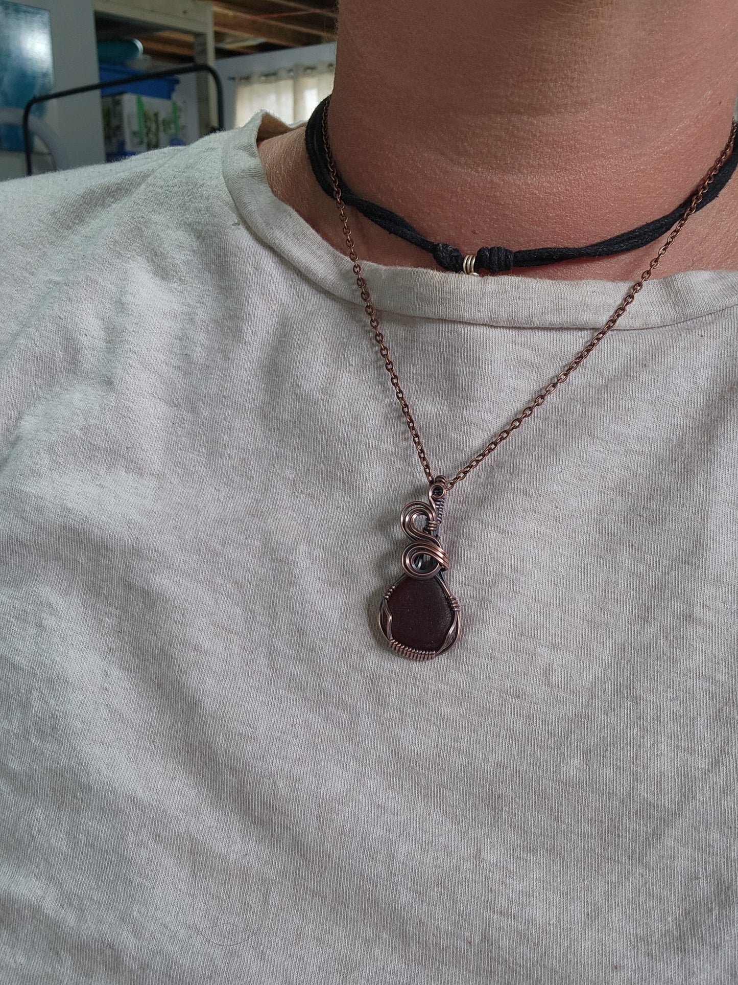 Amber Sea Glass Necklace