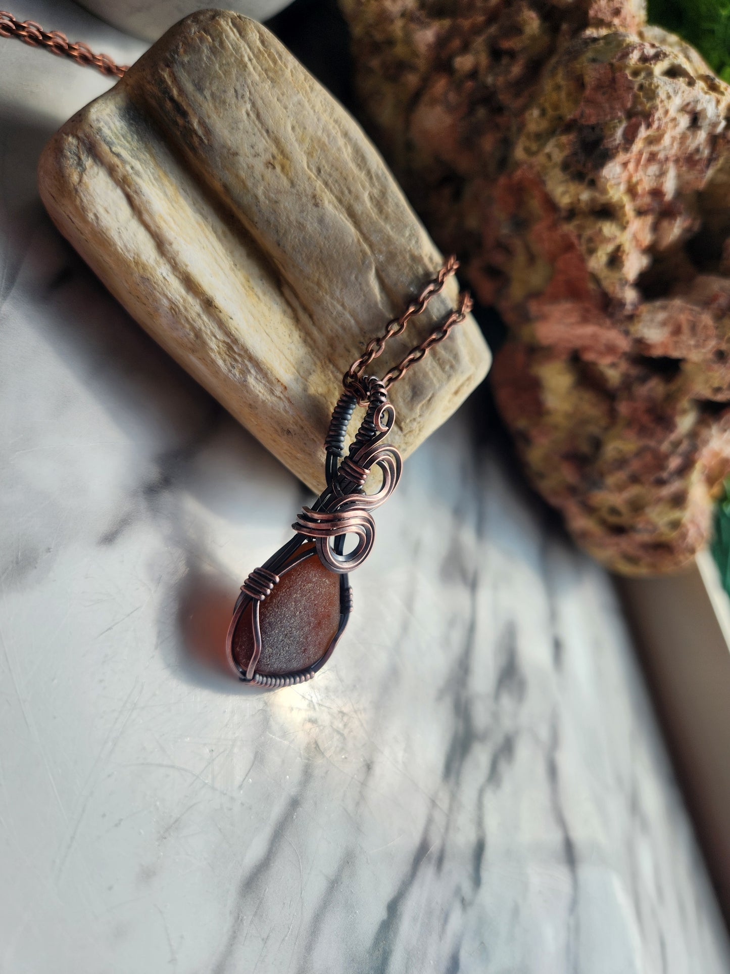 Amber Sea Glass Necklace