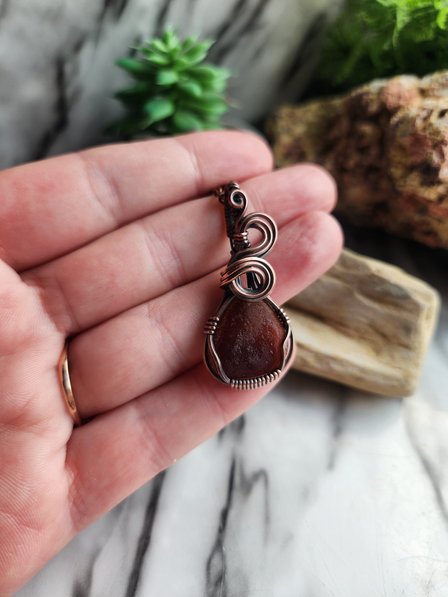 Amber Sea Glass Necklace