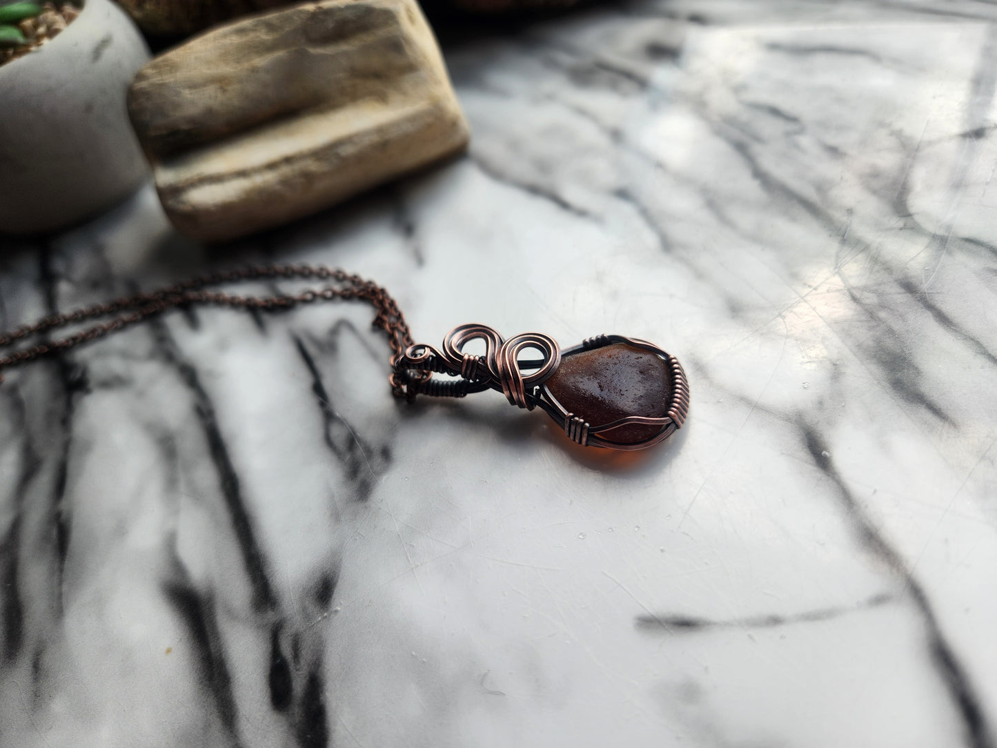 Amber Sea Glass Necklace