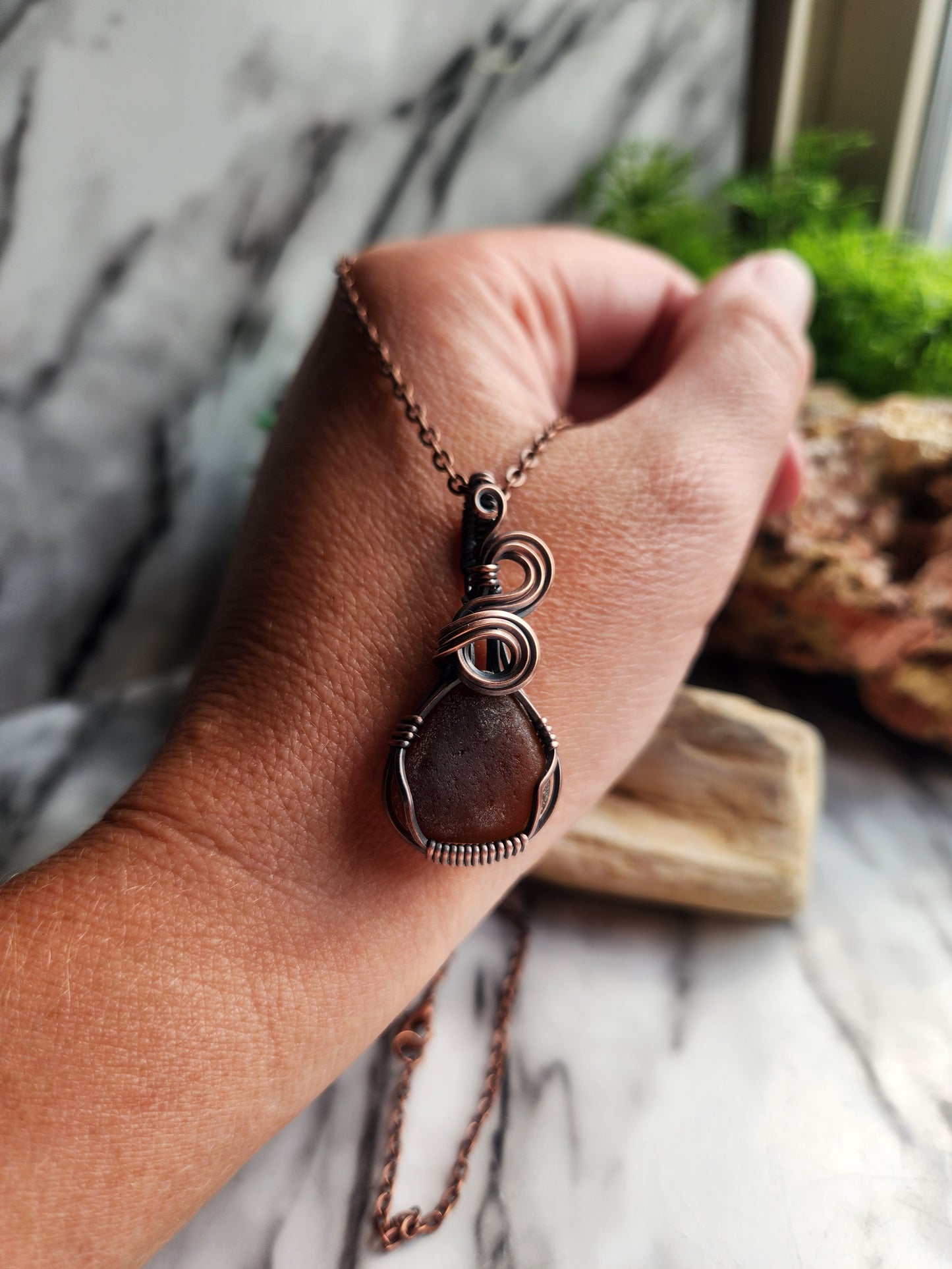 Amber Sea Glass Necklace