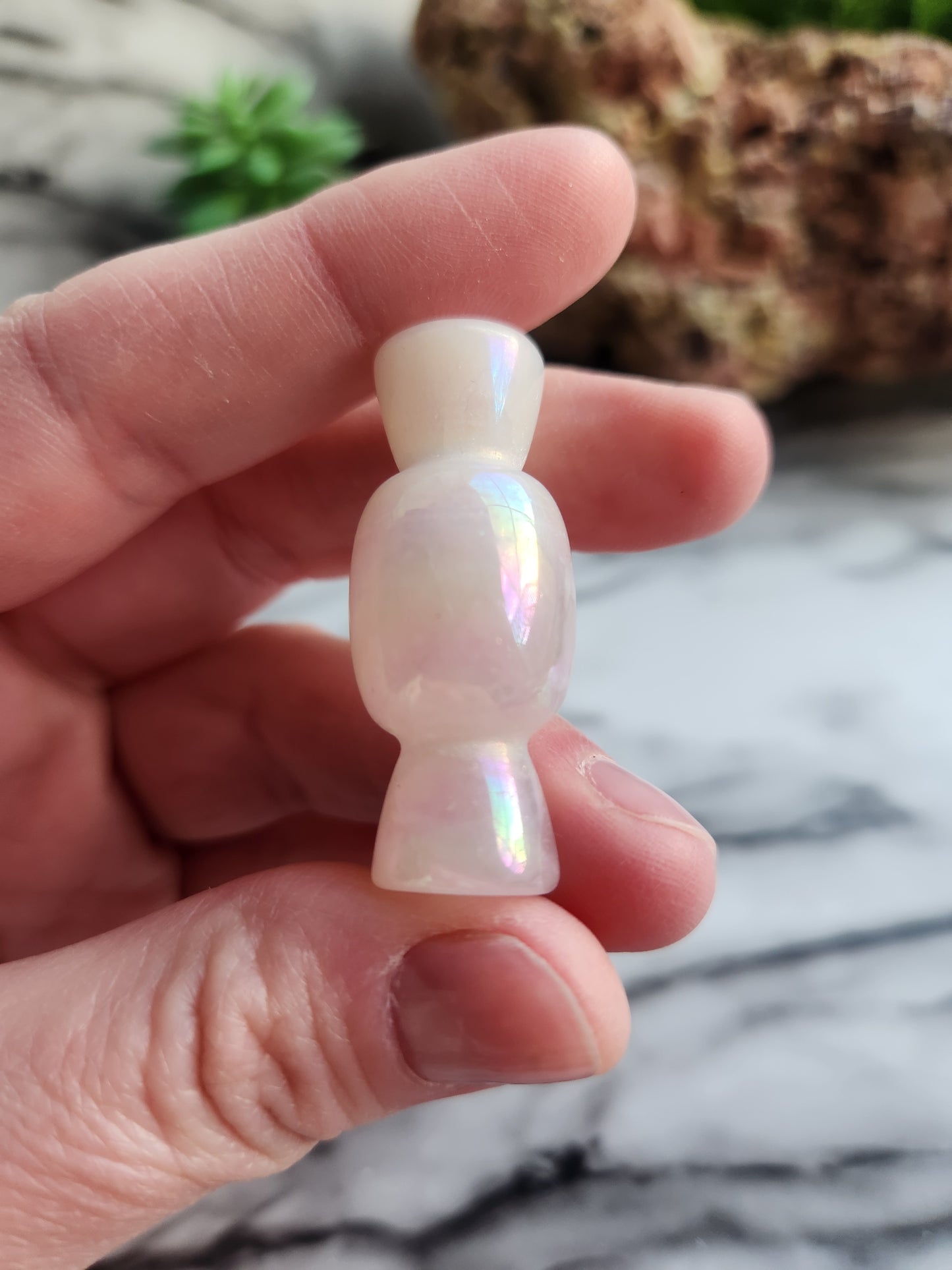 Aura Rose Quartz Candy Carving