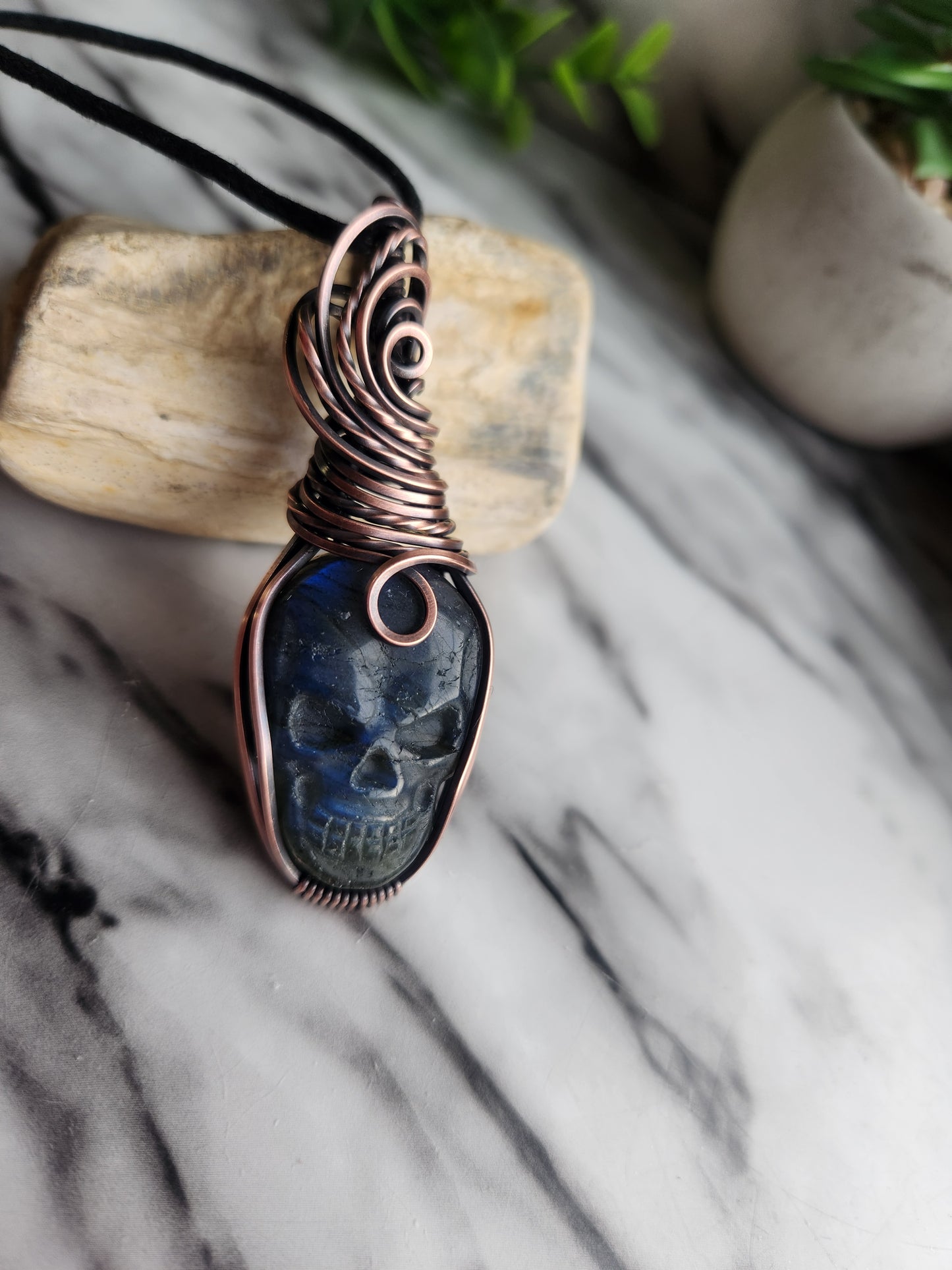 Labradorite Skull Necklace B