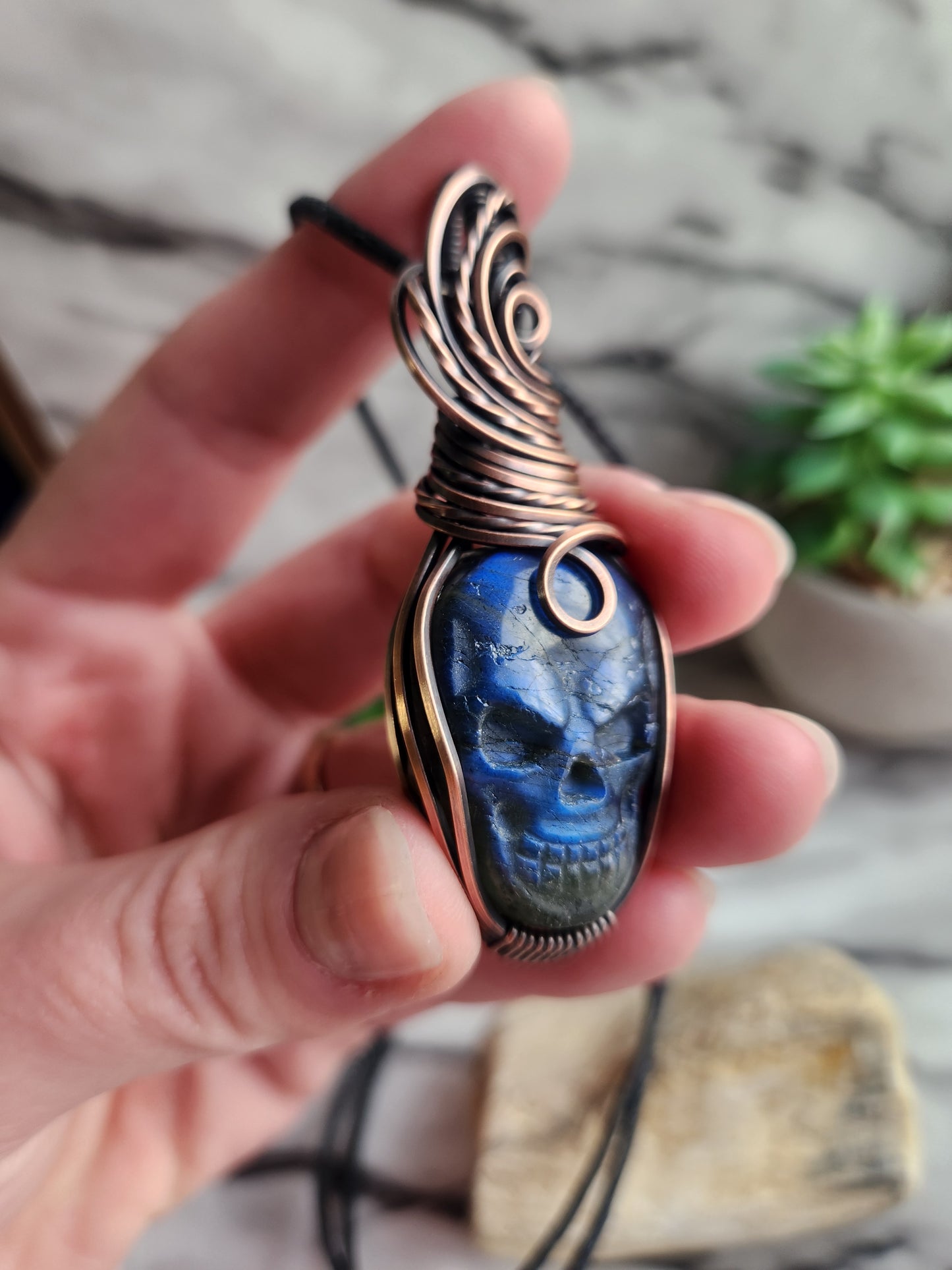 Labradorite Skull Necklace B