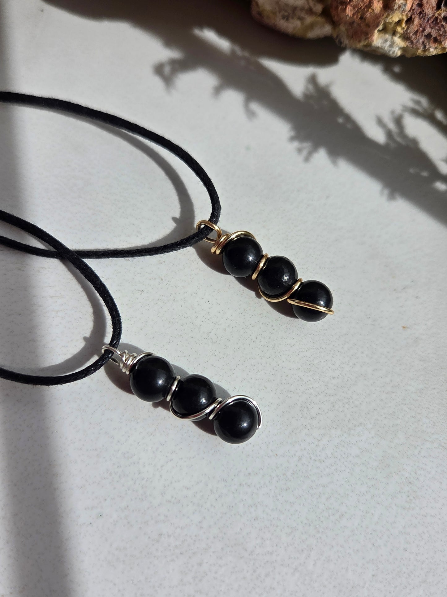 3 Beaded Shungite Necklace ⚫️