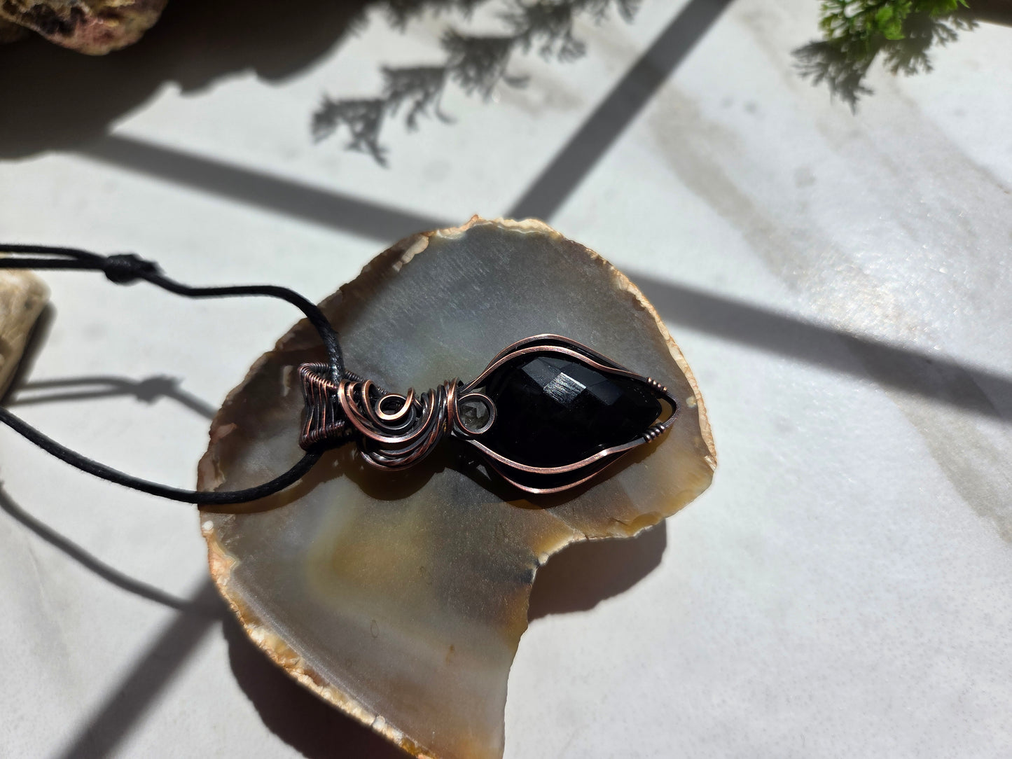Black Onyx & Clear Quartz Necklace