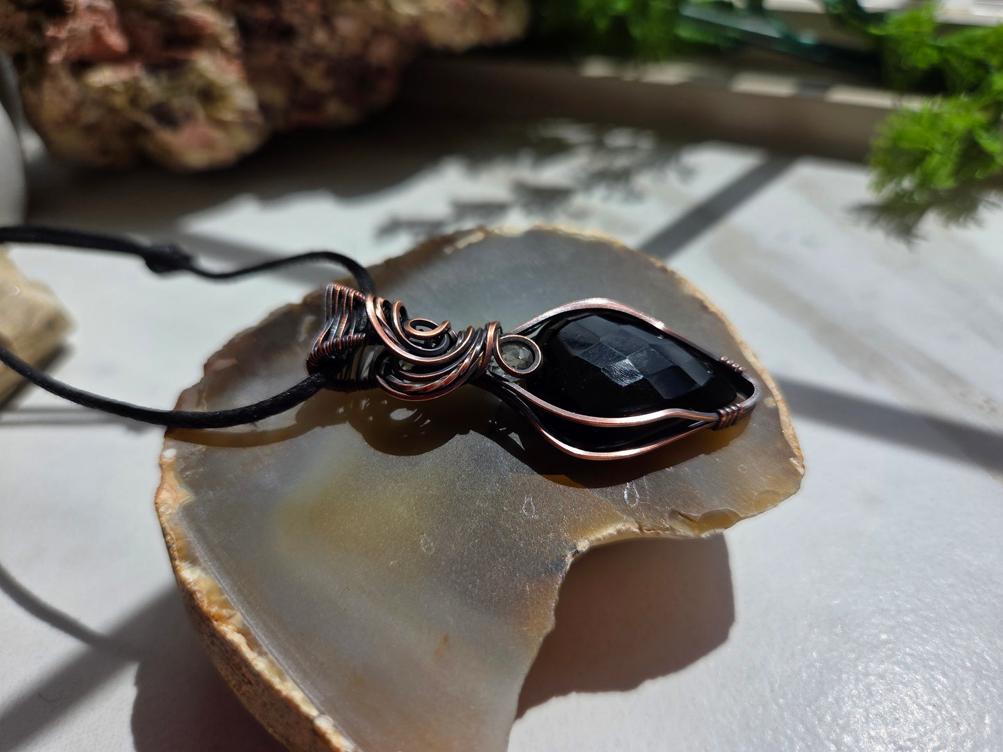 Black Onyx & Clear Quartz Necklace