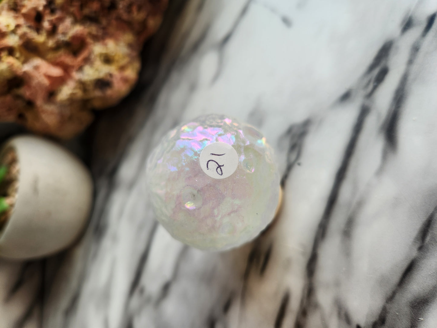 Aura Quartz Moon Carving