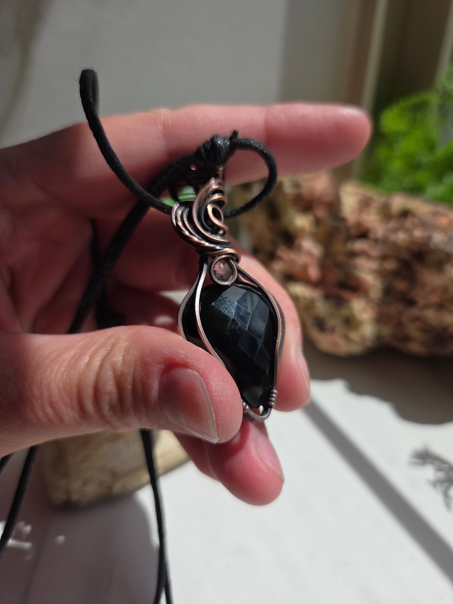 Black Onyx & Clear Quartz Necklace