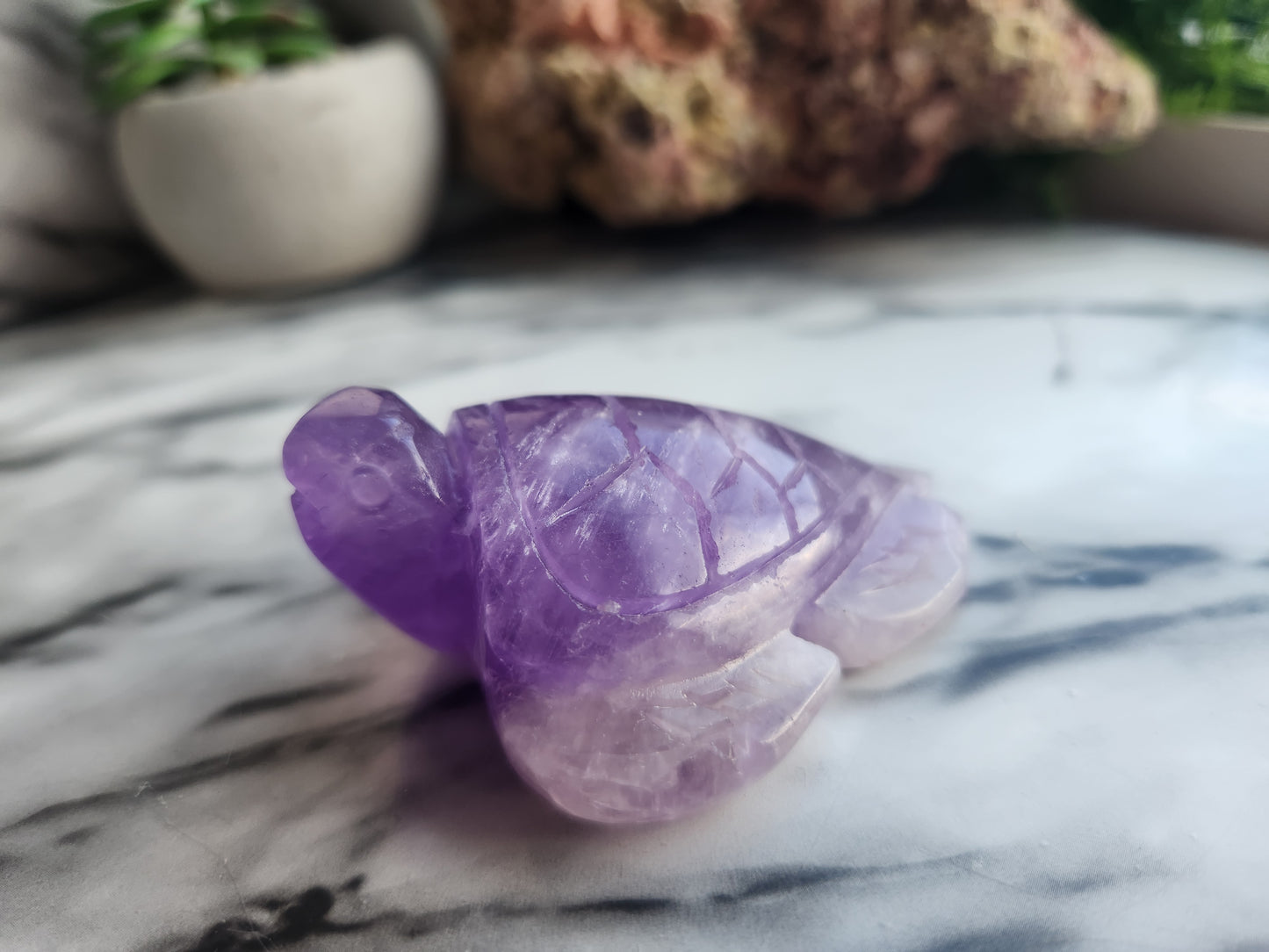 Amethyst Turtle Carving