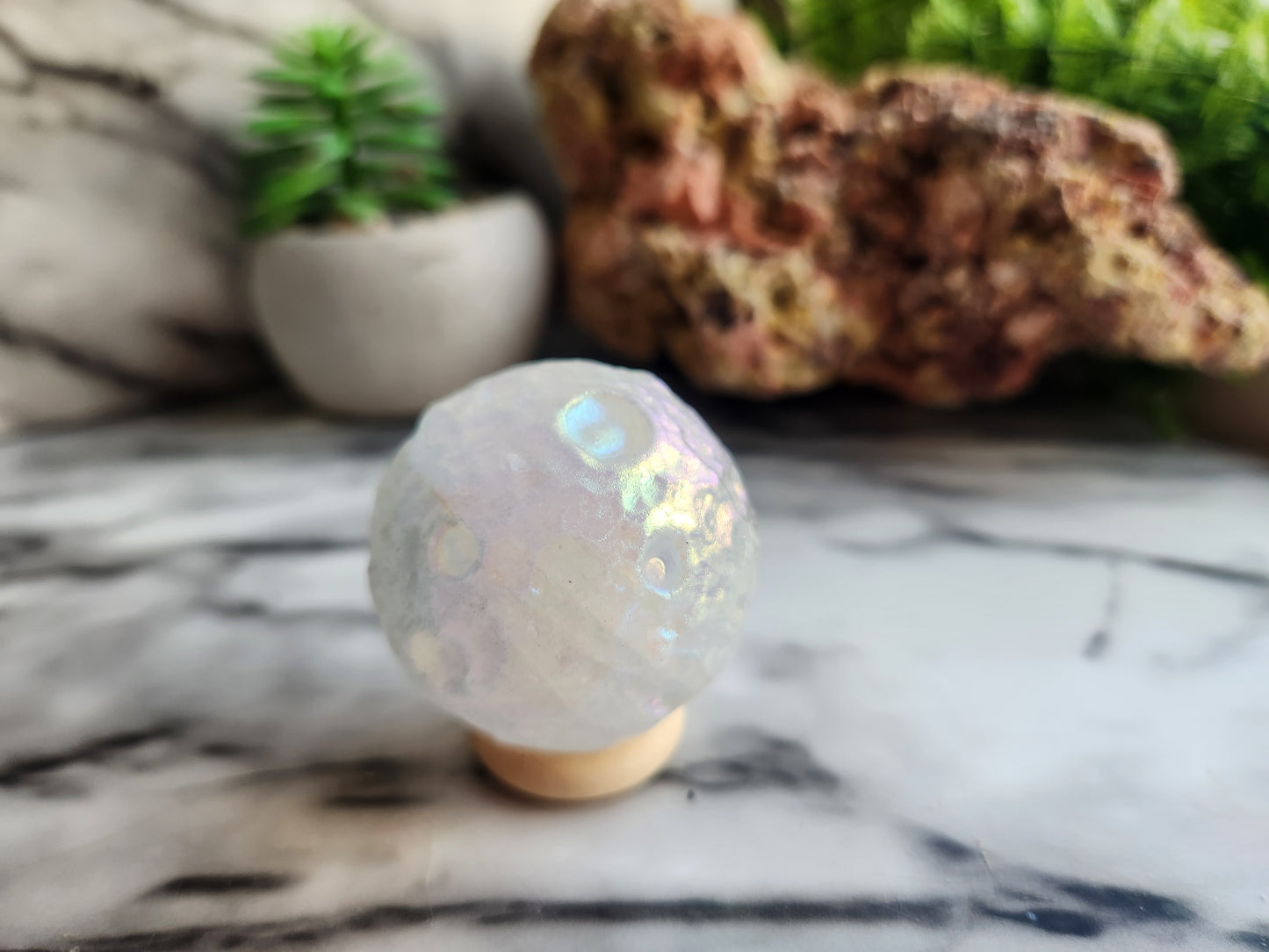 Aura Quartz Moon Carving