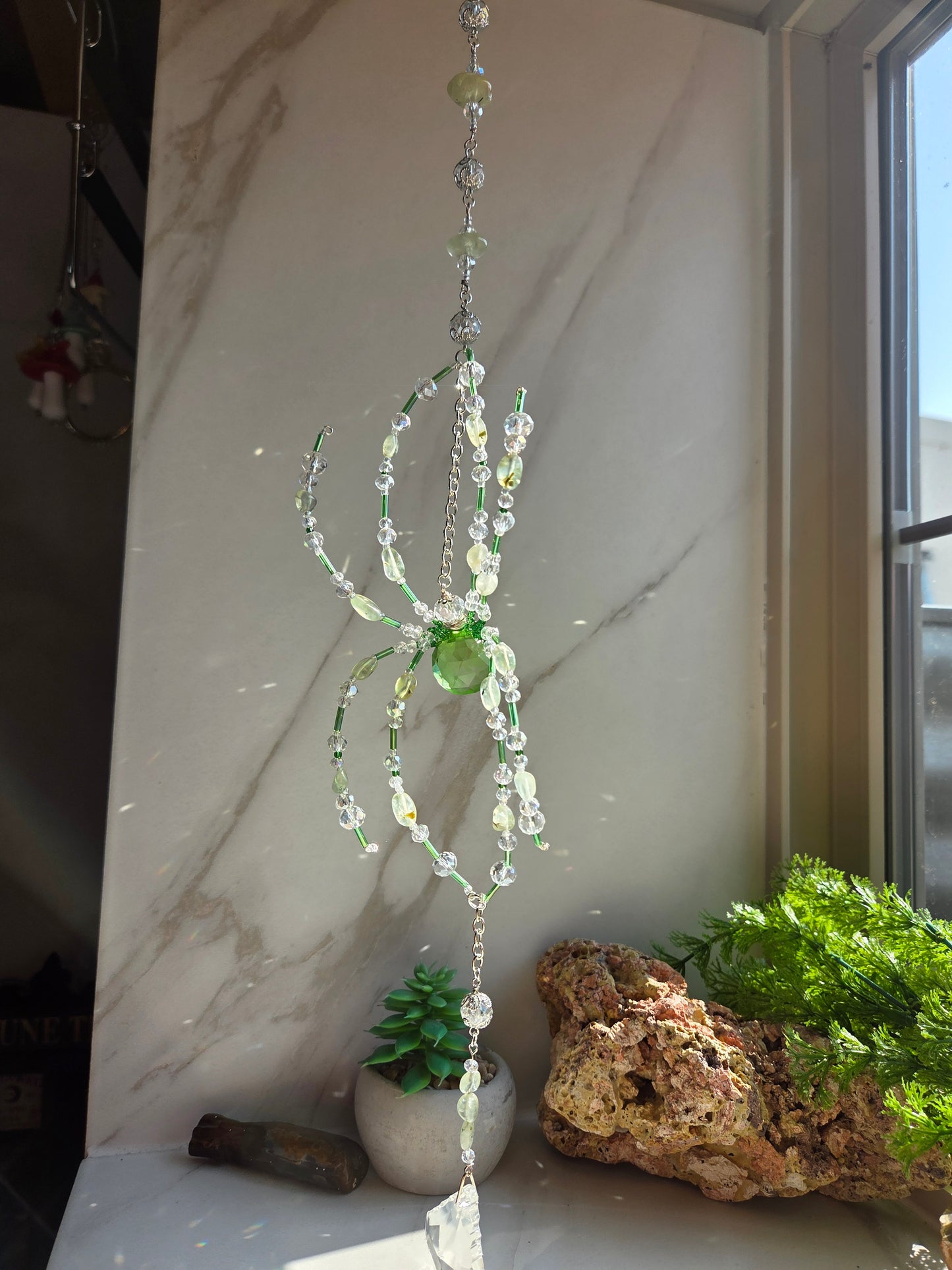 Prehnite Spider Suncatcher 💚🕷