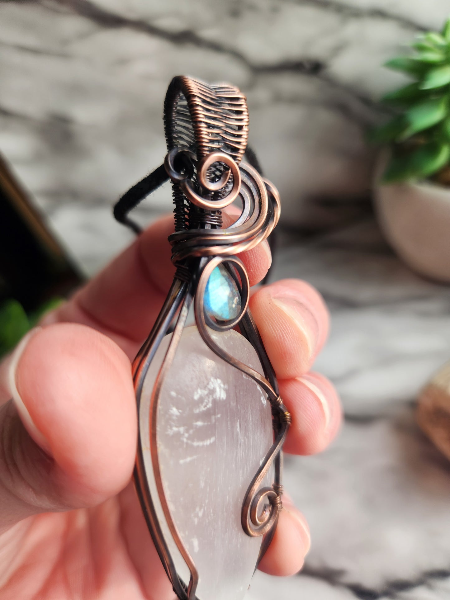 Selenite and Labradorite Necklace