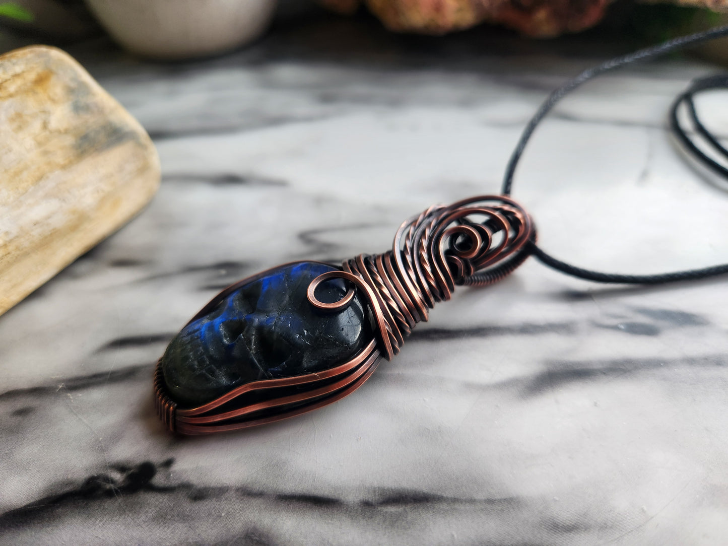 Labradorite Skull Necklace B