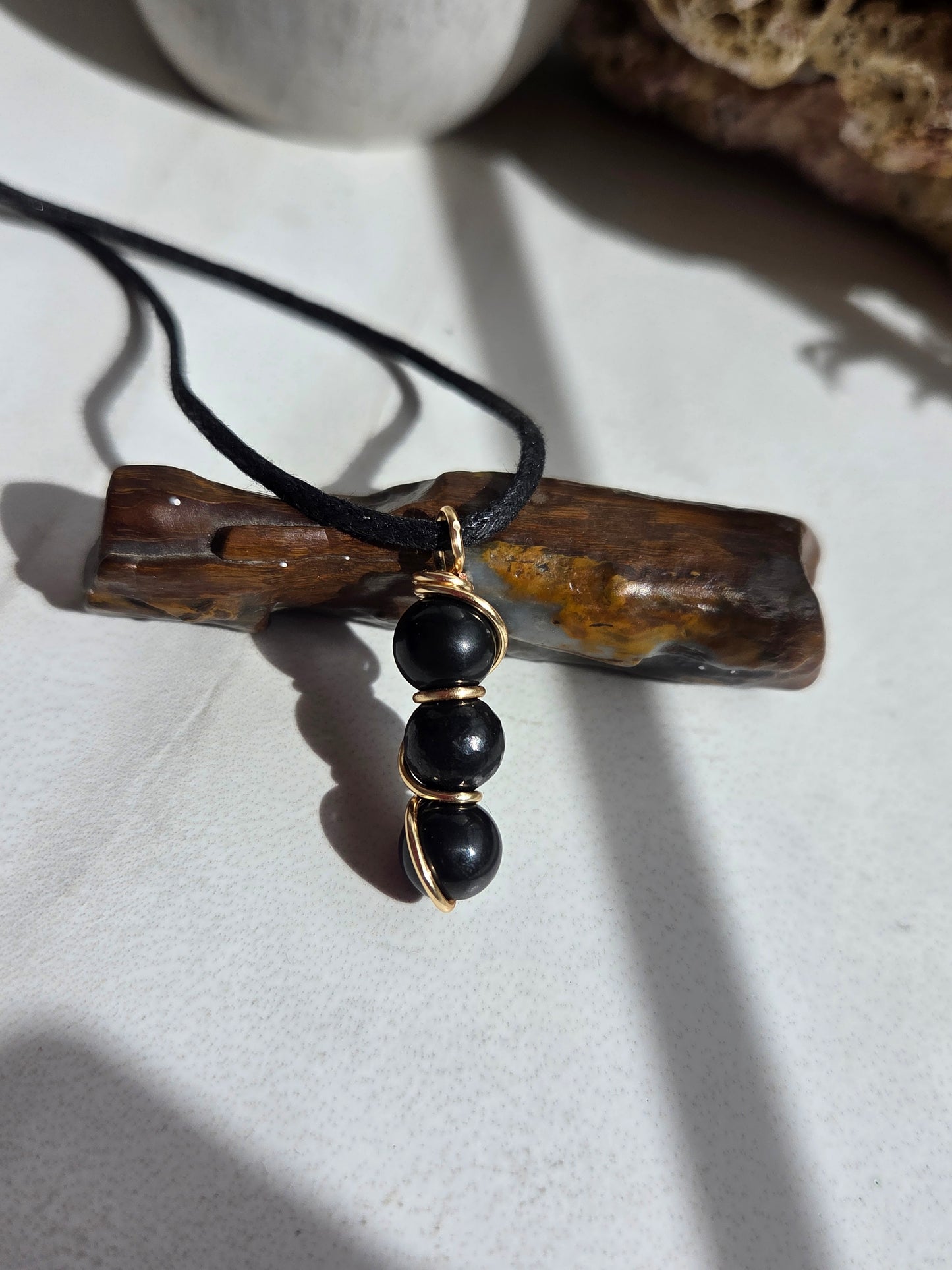 3 Beaded Shungite Necklace ⚫️