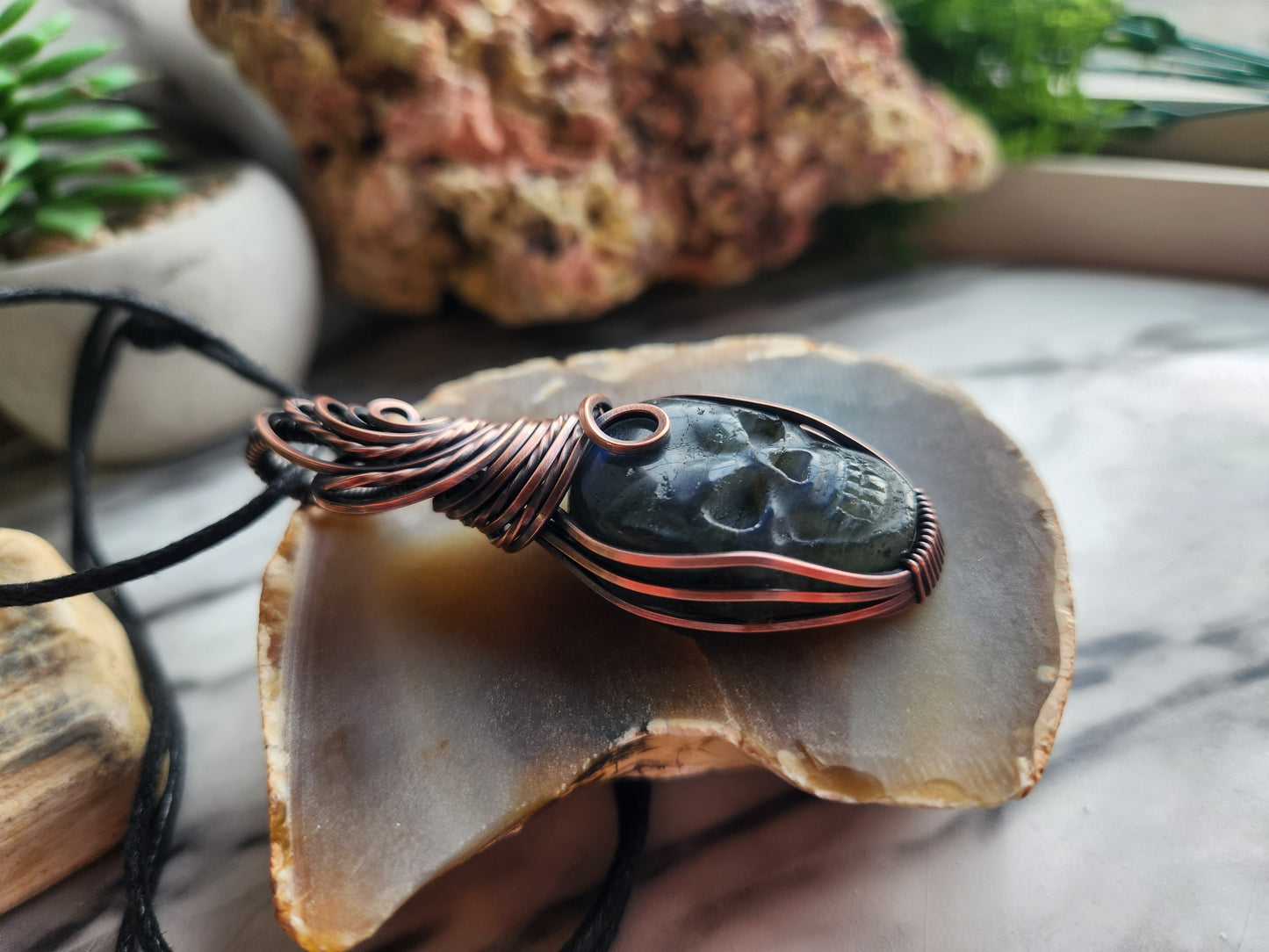 Labradorite Skull Necklace B