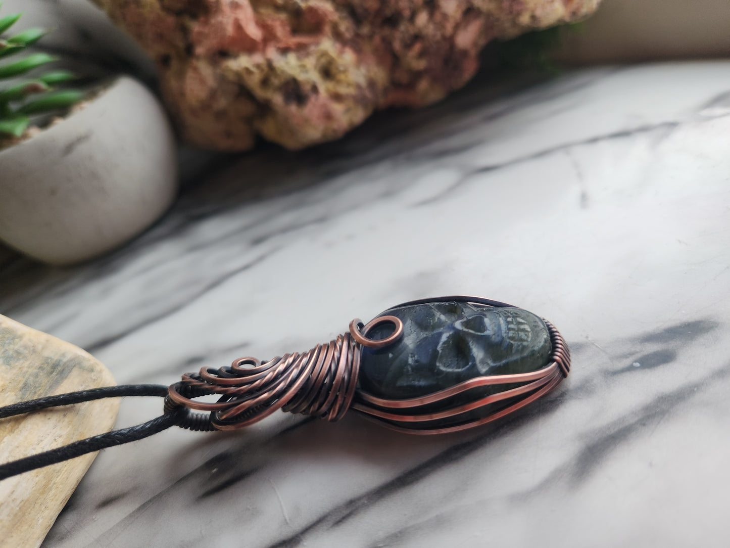 Labradorite Skull Necklace B