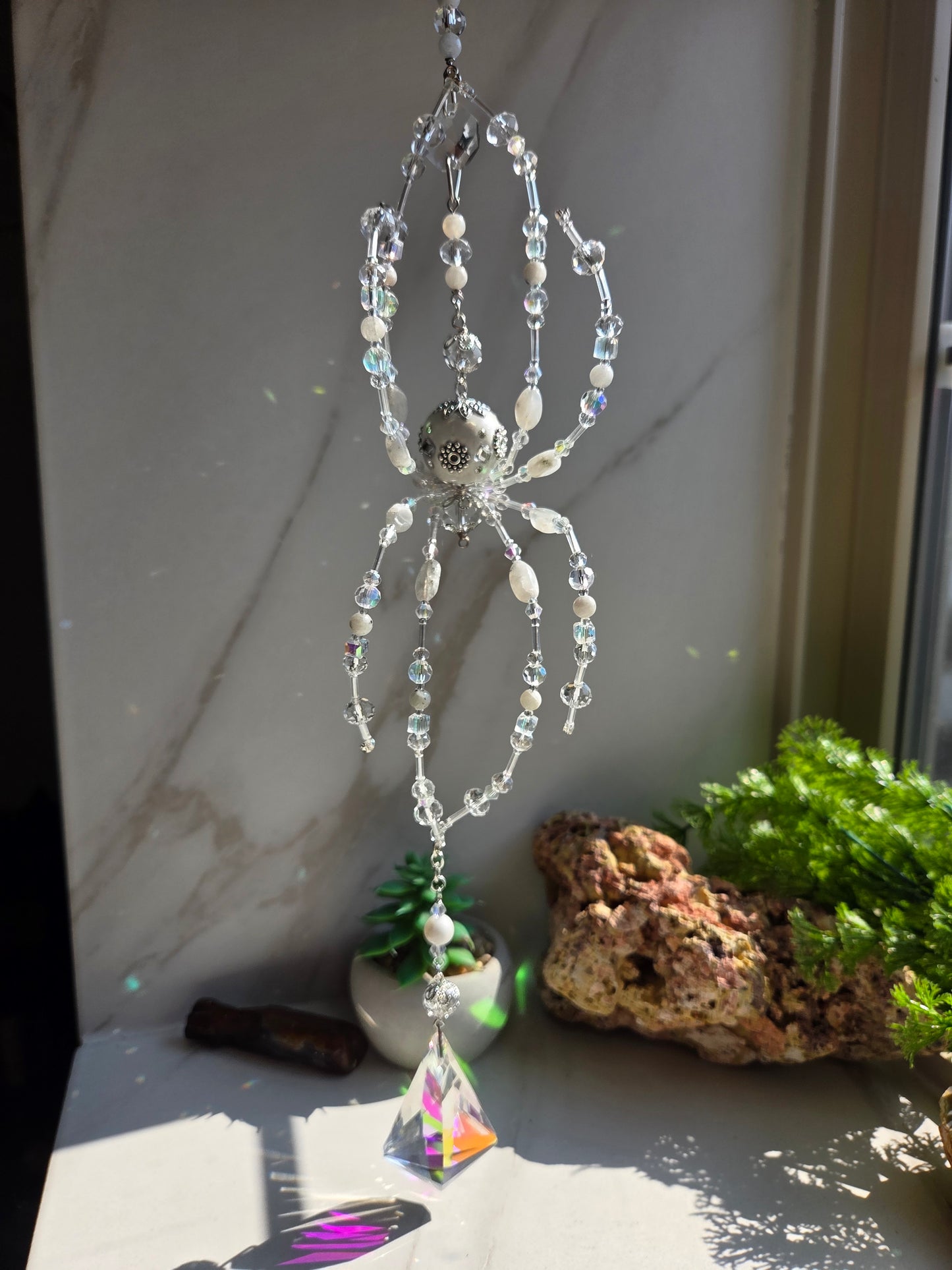 Rainbow Moonstone Spider Suncatcher 🕷 🌈