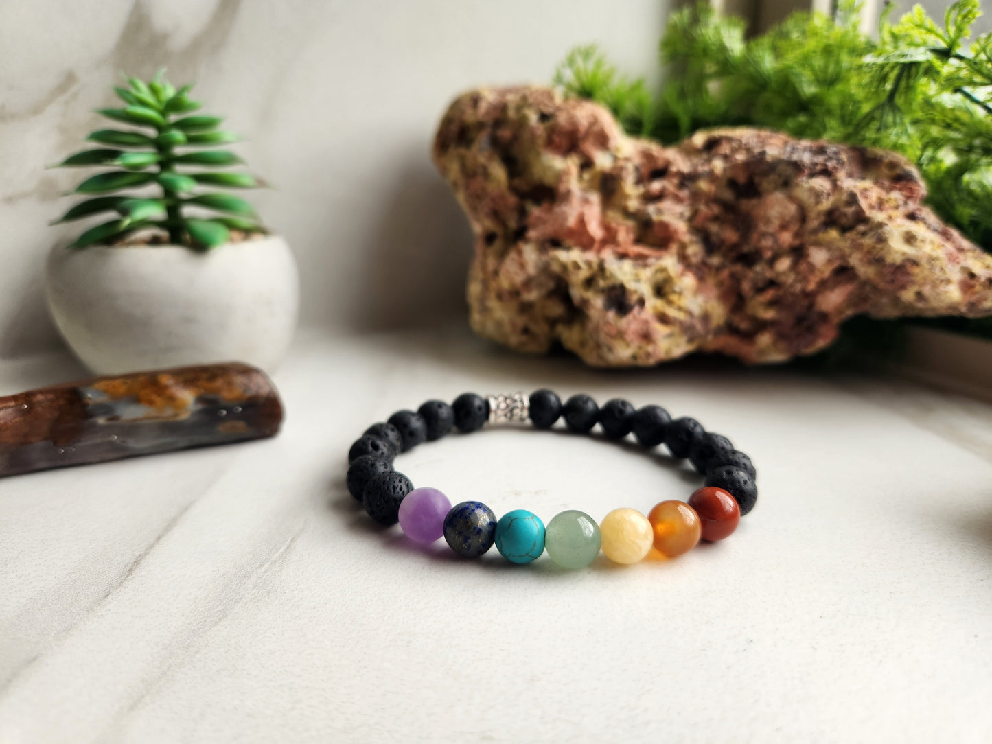 Chakra and Lavastone Bracelet