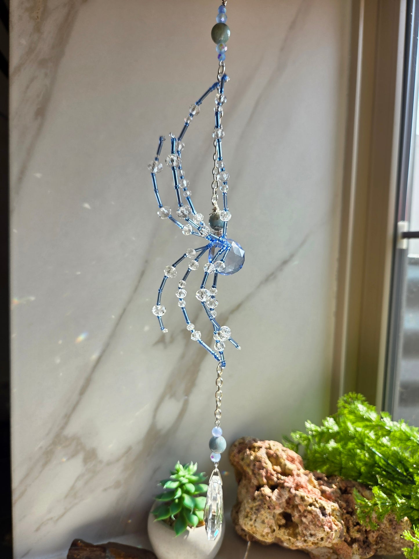 Morganite Spider Suncatcher 💙🕷