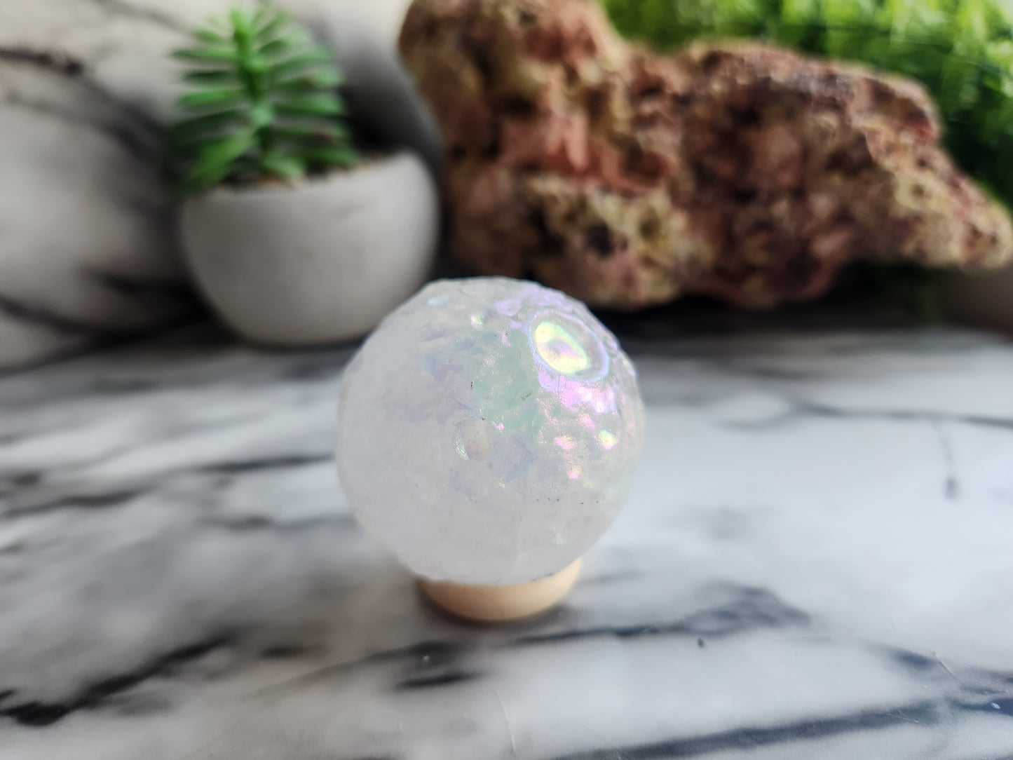 Aura Quartz Moon Carving
