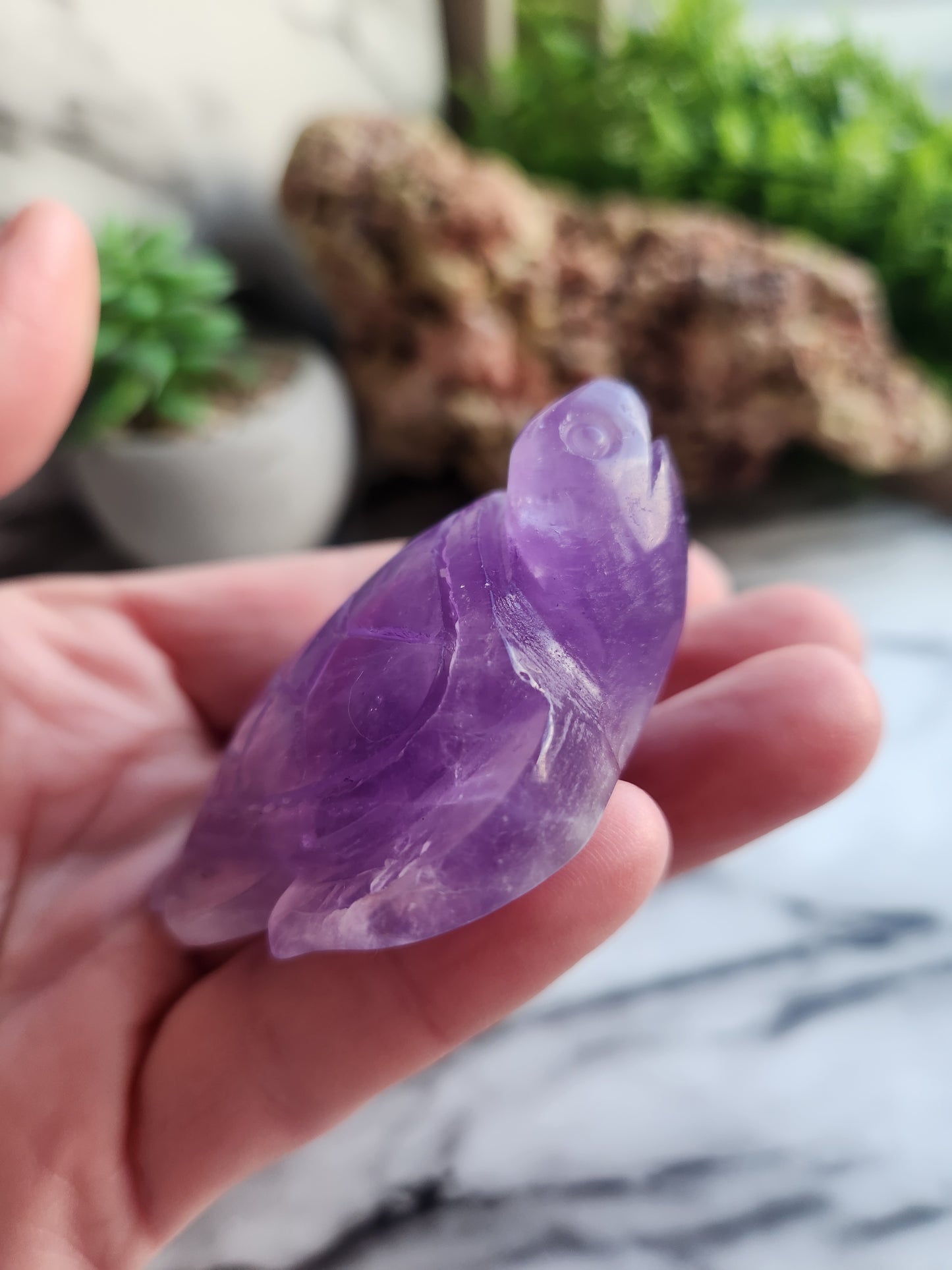 Amethyst Turtle Carving