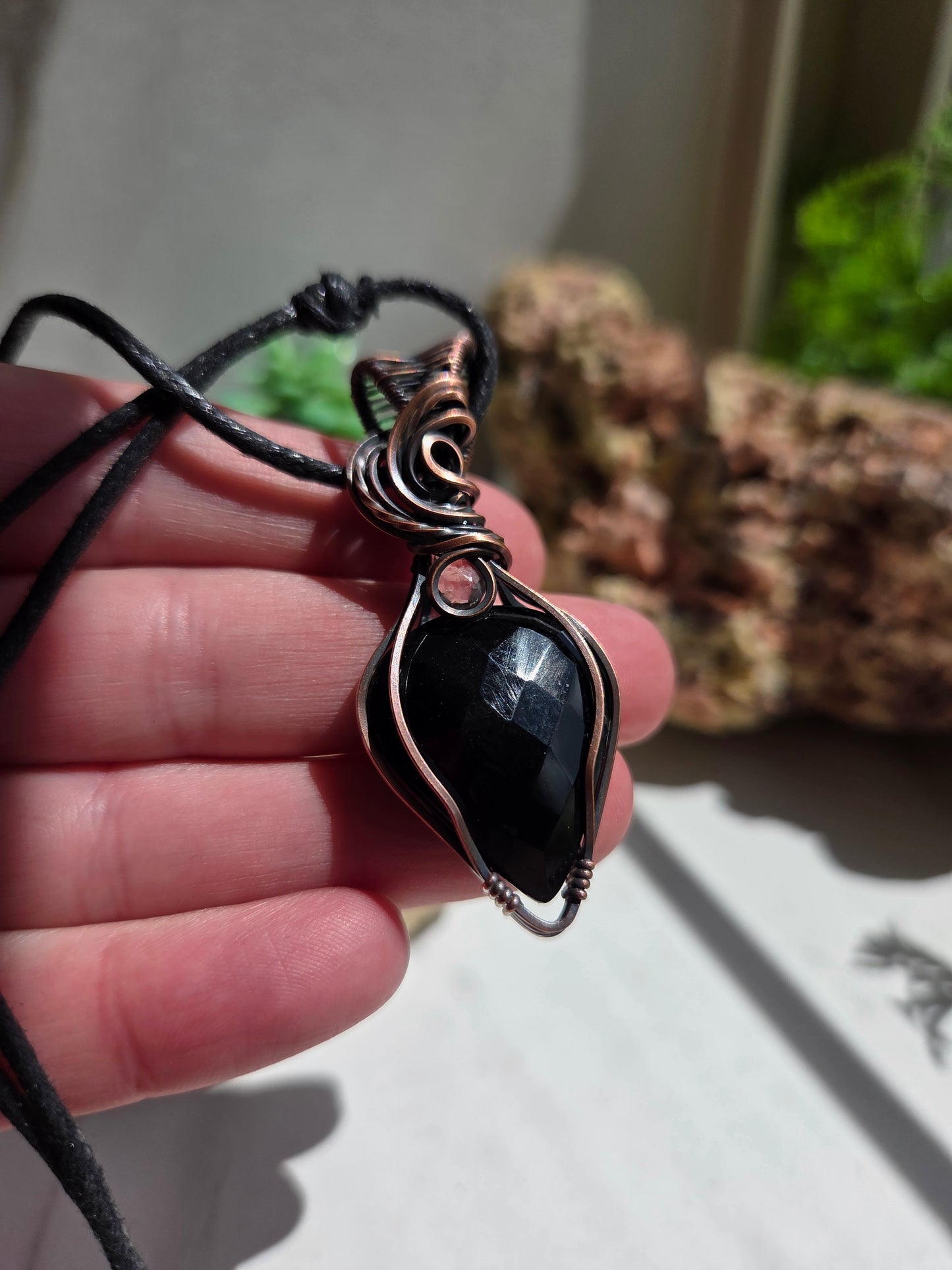 Black Onyx & Clear Quartz Necklace