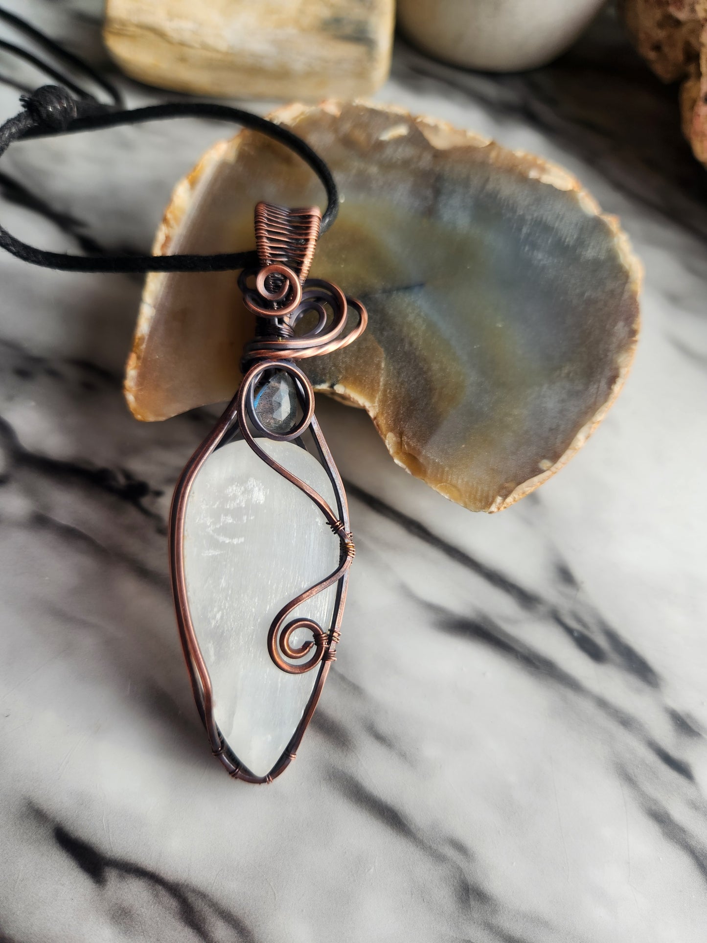 Selenite and Labradorite Necklace