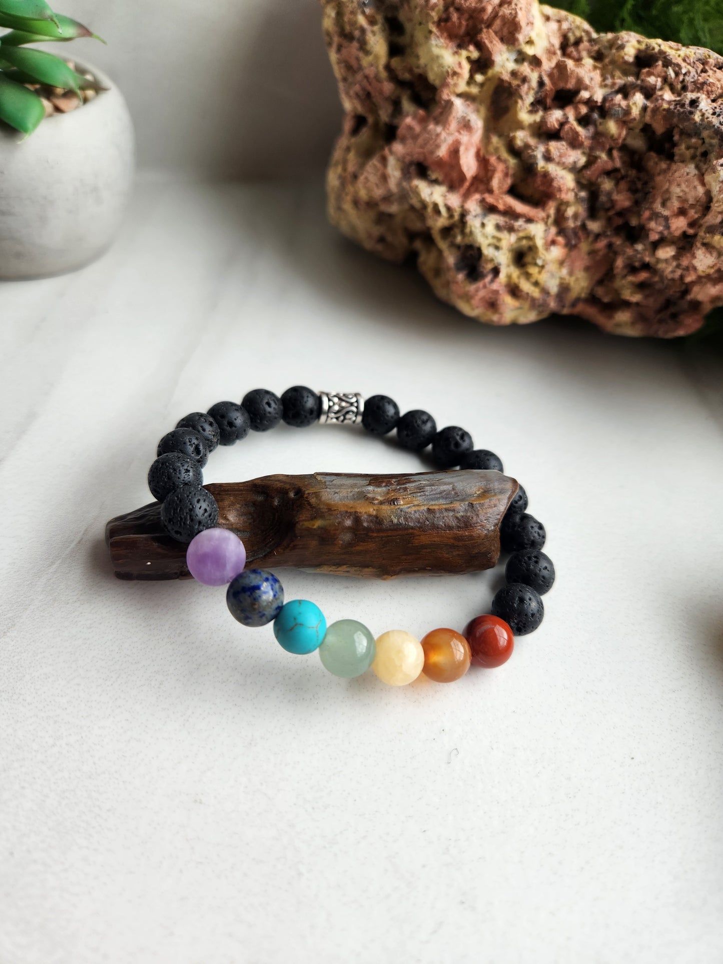 Chakra and Lavastone Bracelet