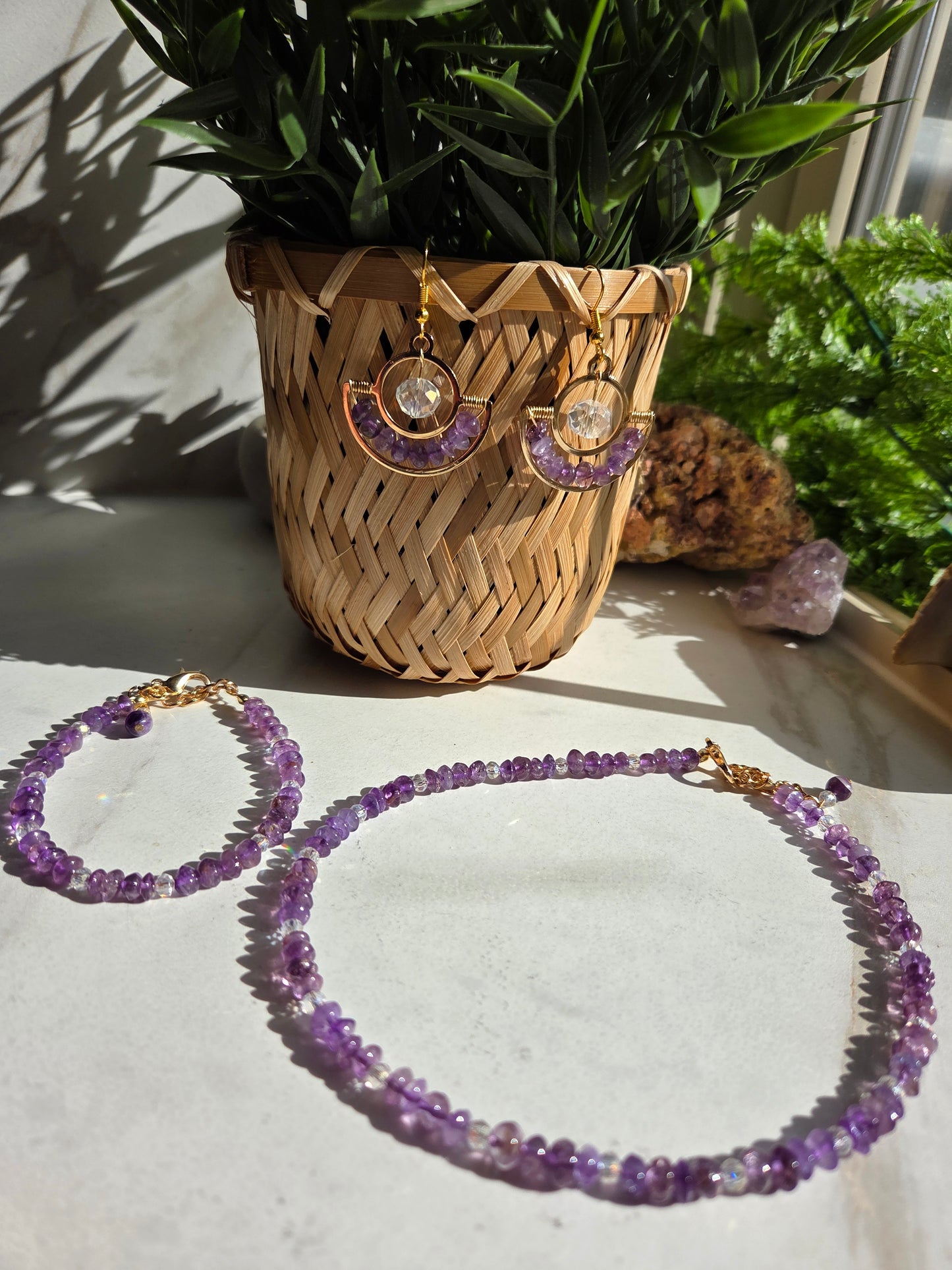Amethyst Necklace, Bracelet & Earring Set π