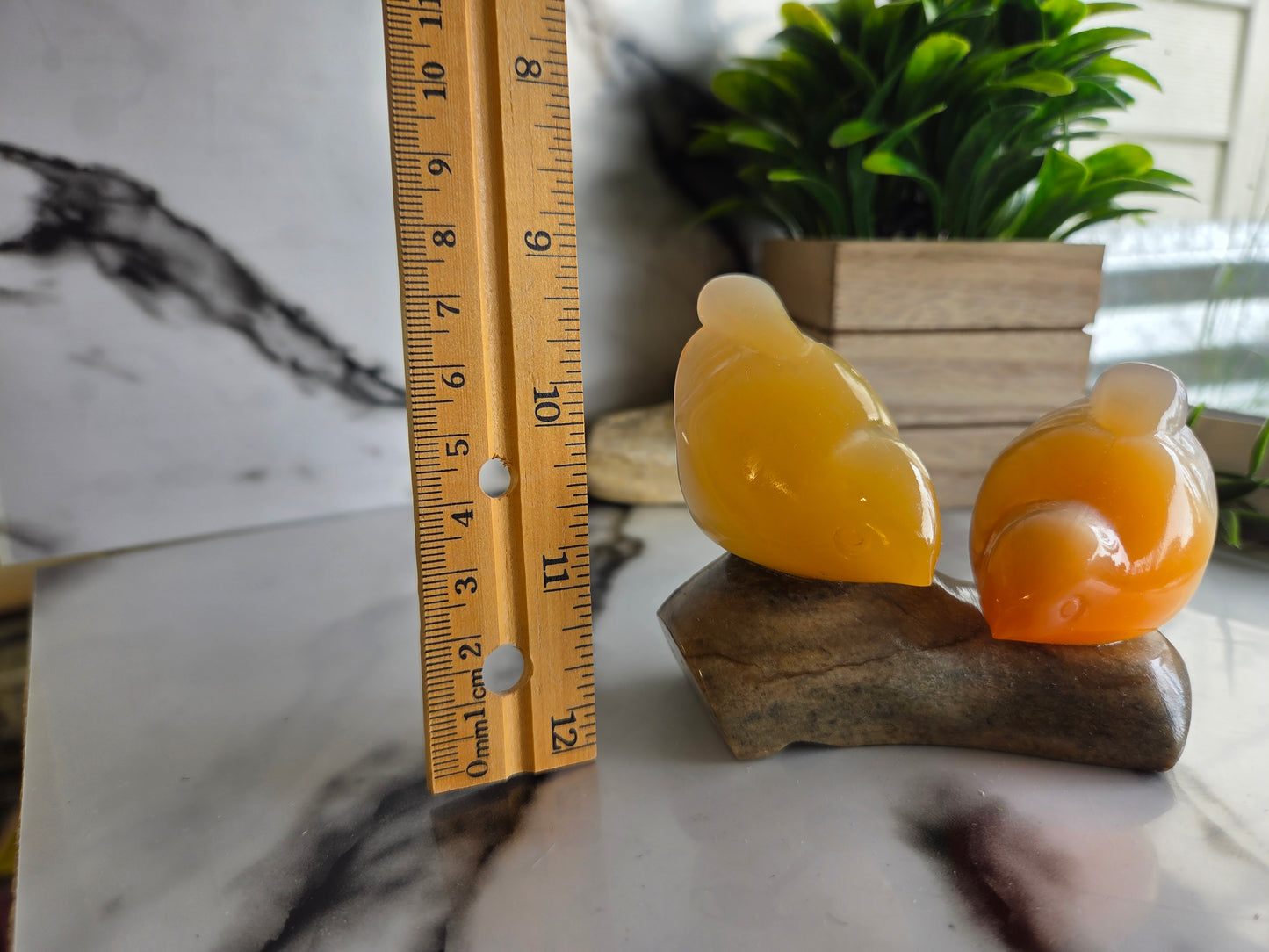 Vintage Soviet-Era Selenite Lovebirds Figurine With Vintage Box🧡🐦