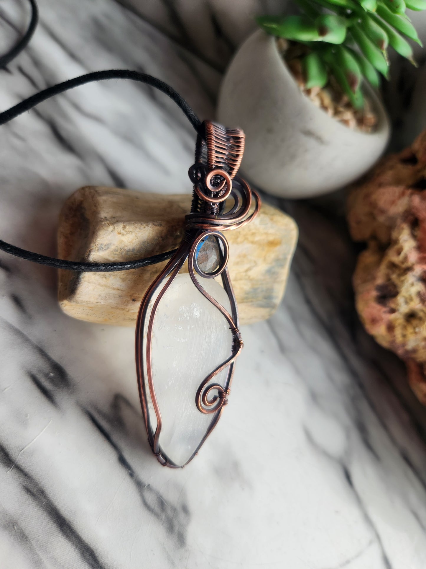 Selenite and Labradorite Necklace