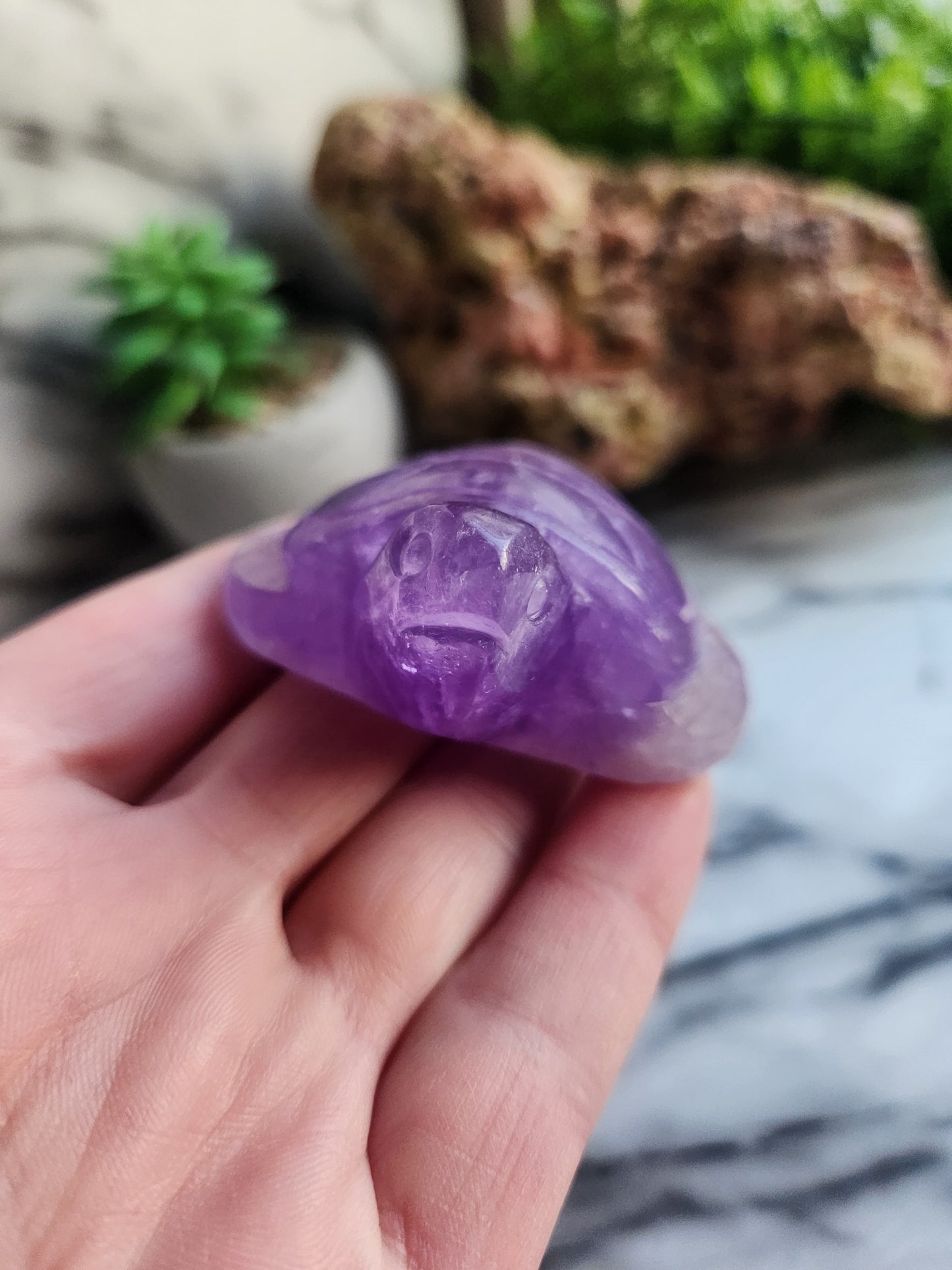 Amethyst Turtle Carving