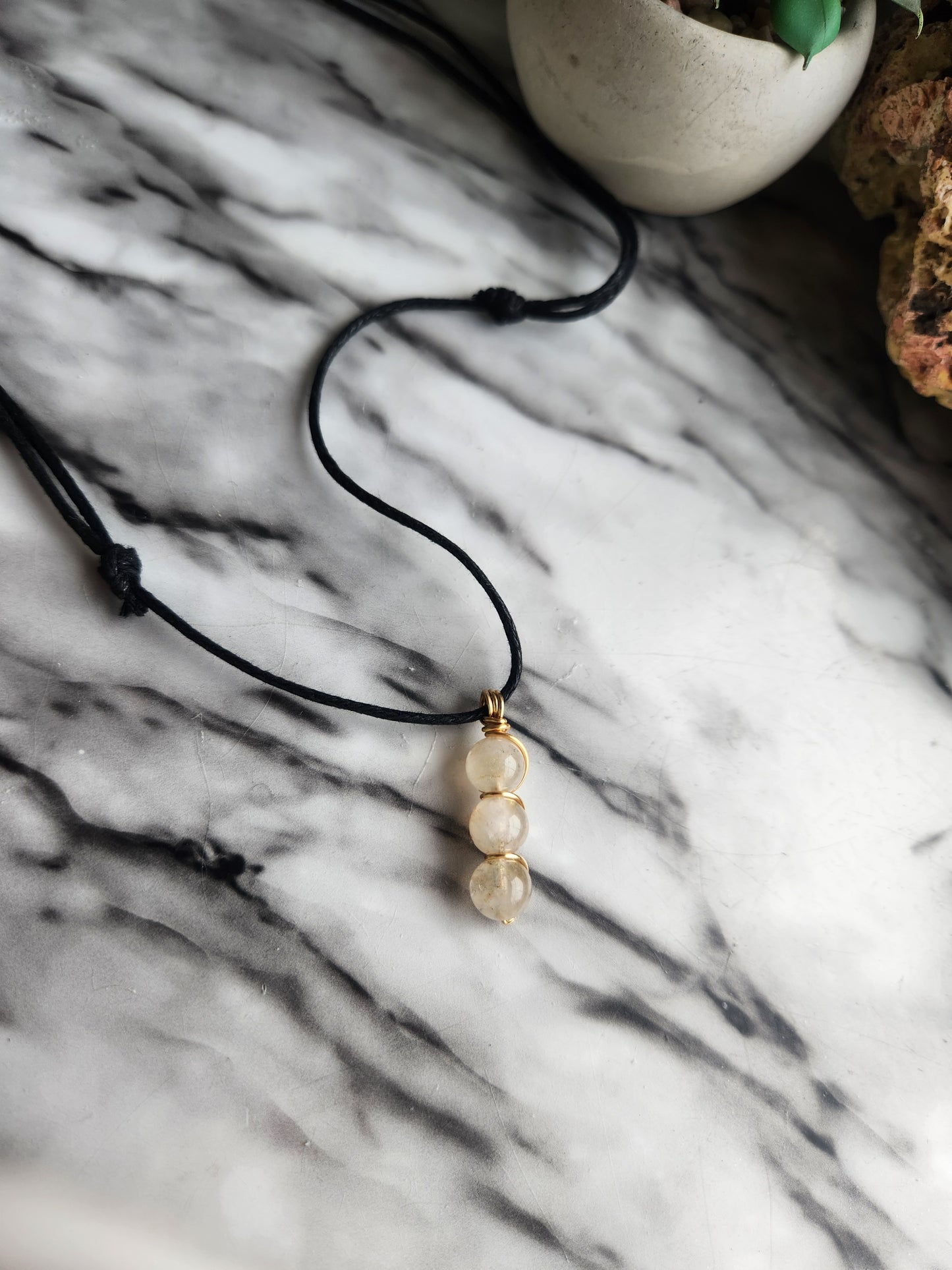 Herkimer Diamond 3 Beaded Necklace