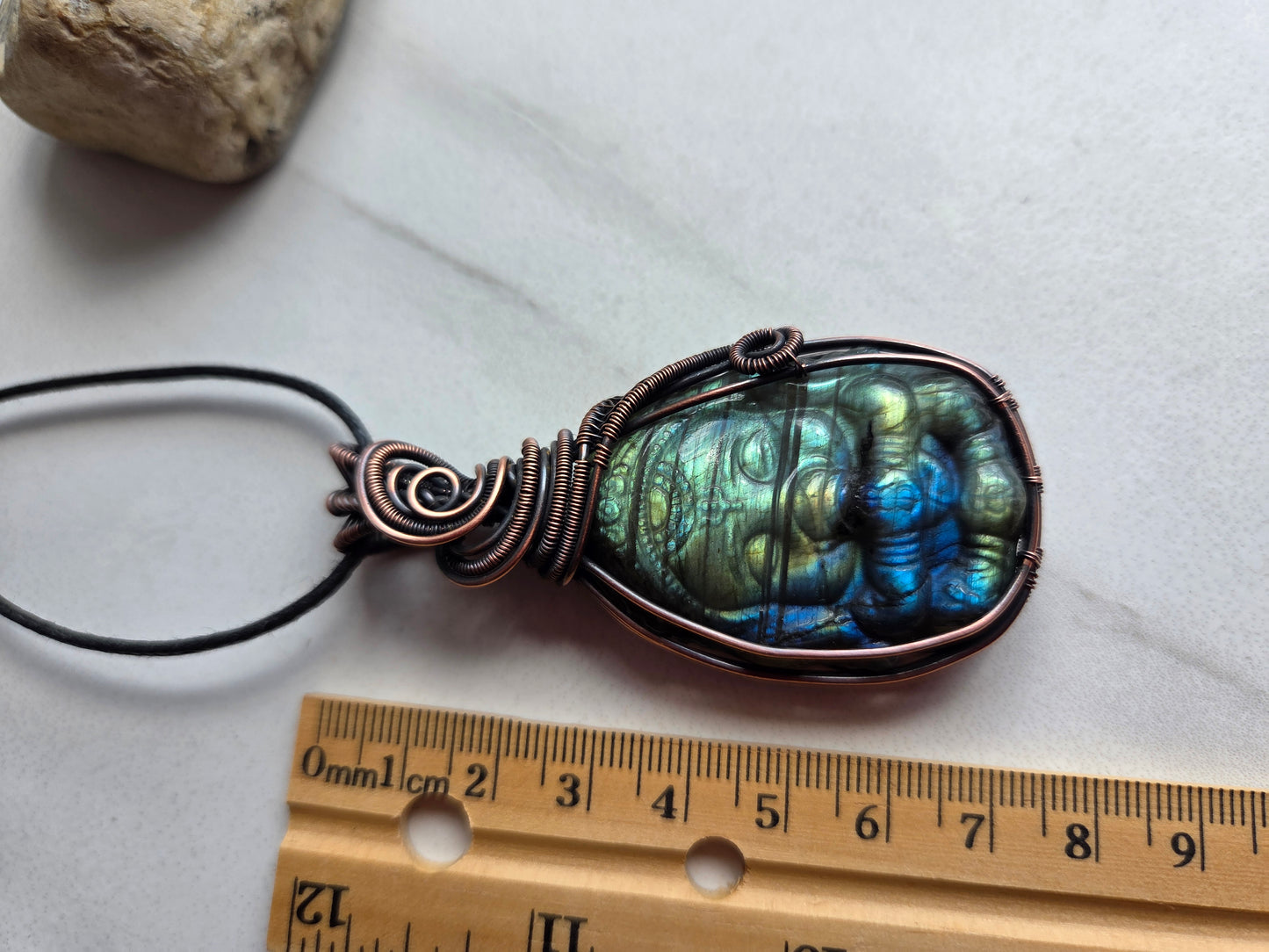 Labradorite Ganesha Wire-Wrapped Necklace