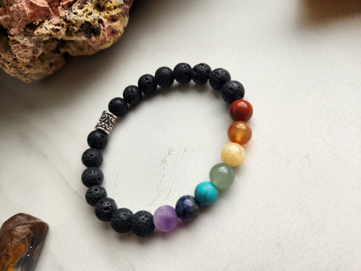 Chakra and Lavastone Bracelet