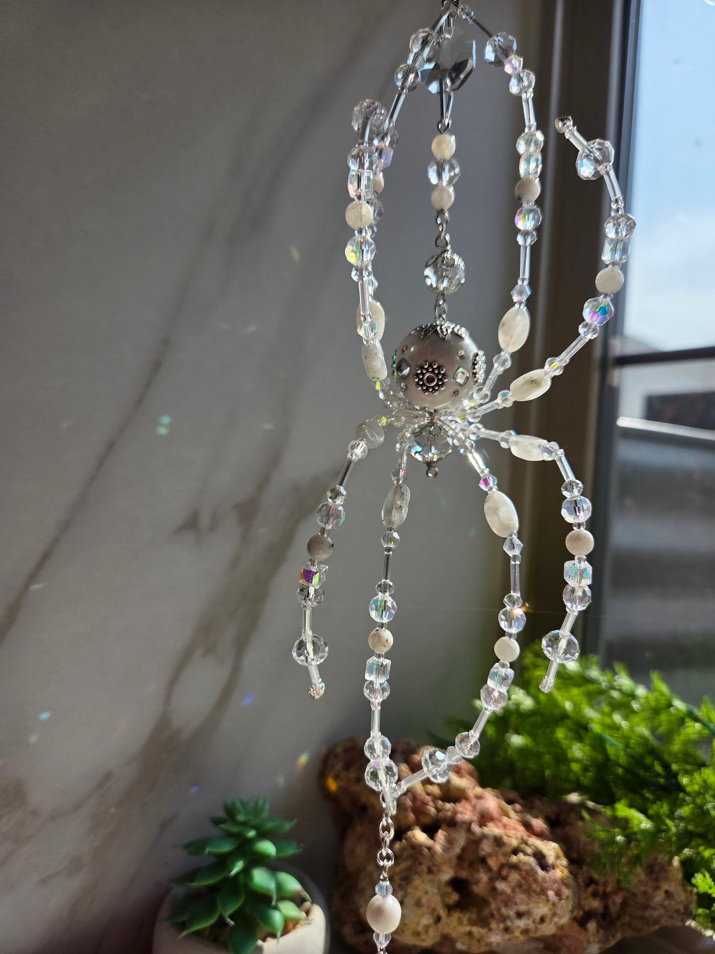 Rainbow Moonstone Spider Suncatcher 🕷 🌈