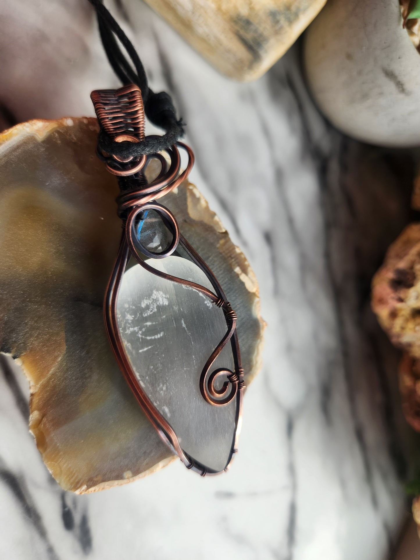 Selenite and Labradorite Necklace