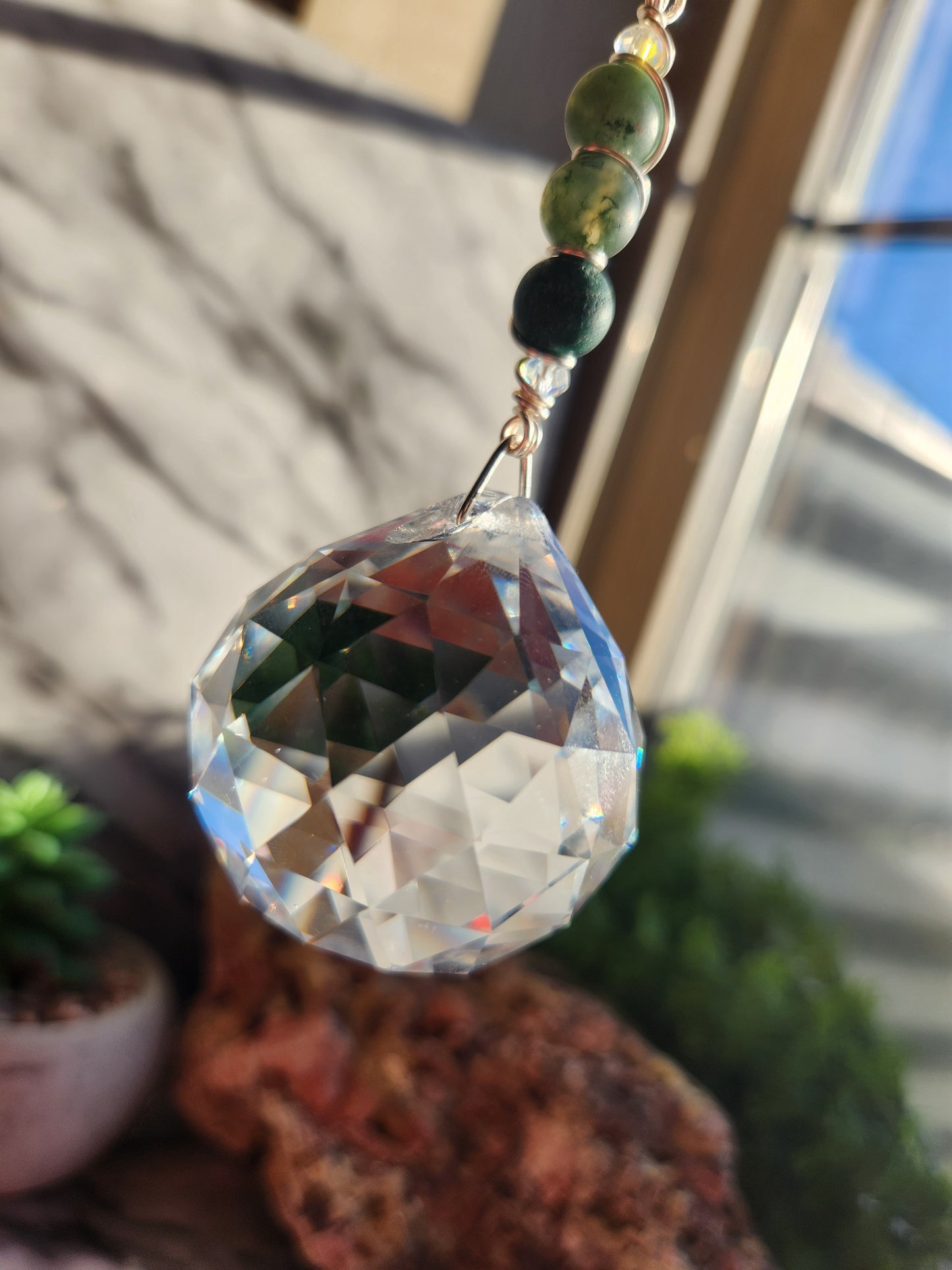 Moss Agate Suncatcher