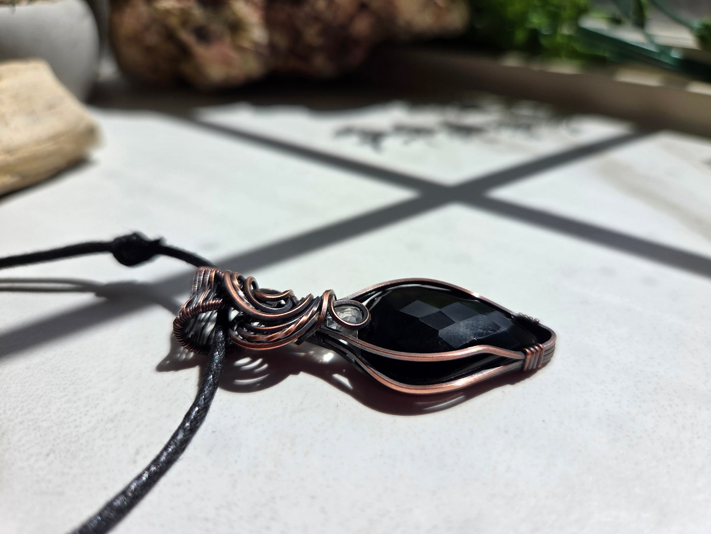 Black Onyx & Clear Quartz Necklace