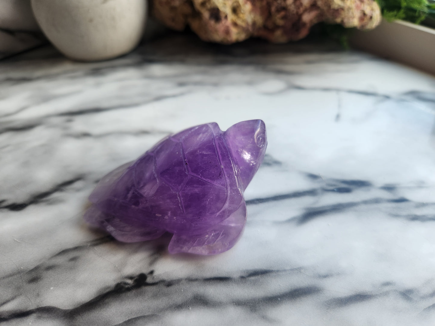 Amethyst Turtle Carving