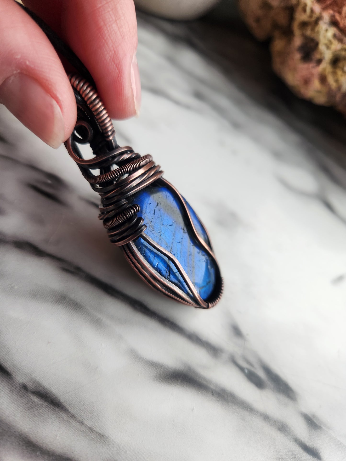 Labradorite Skull Necklace A