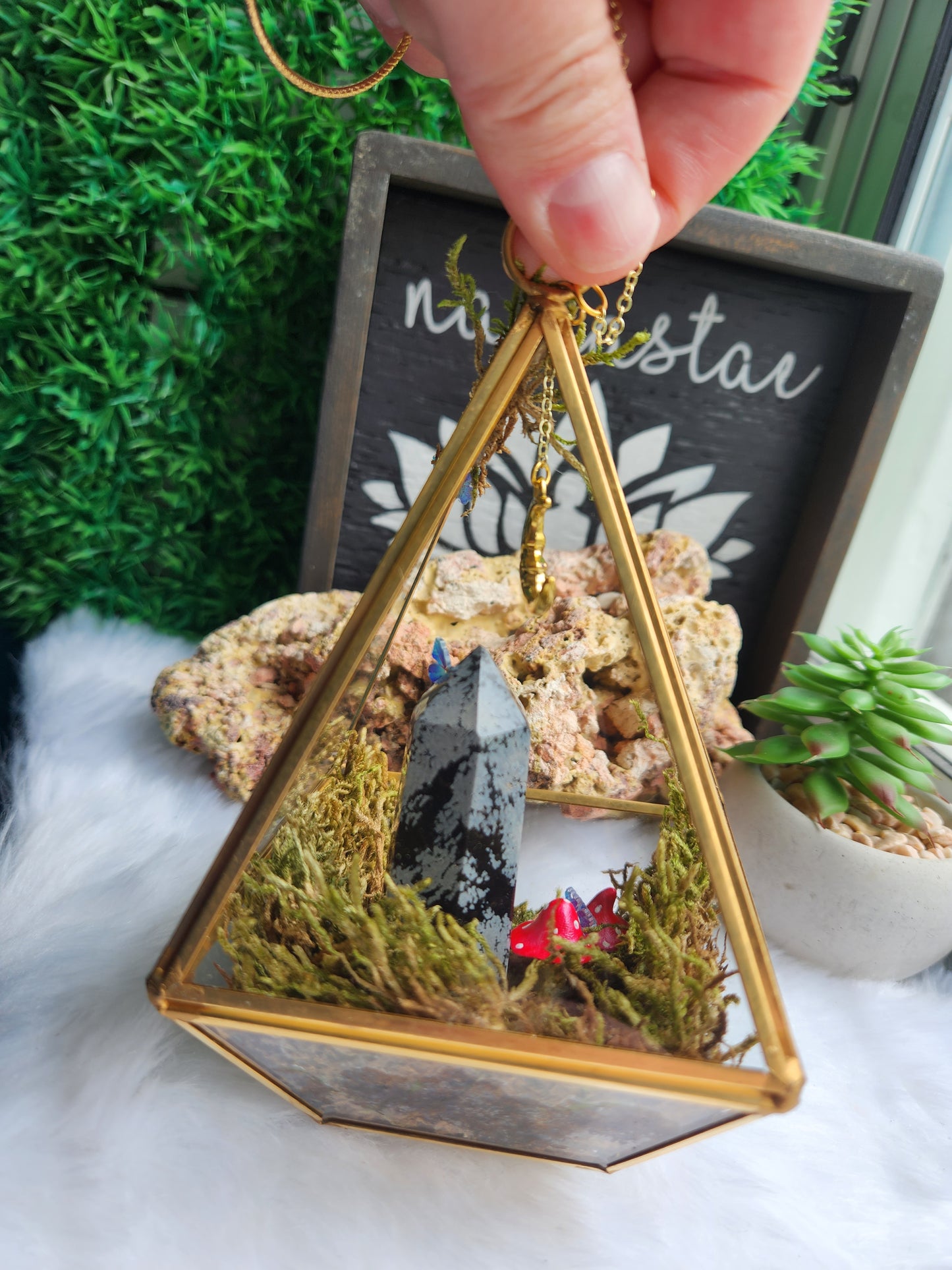 Snowflake Obsidian Crystal Terrarium