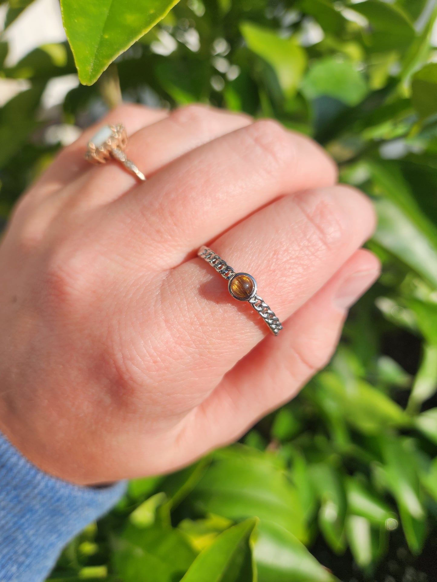 Tiger Eye Adjustable Ring