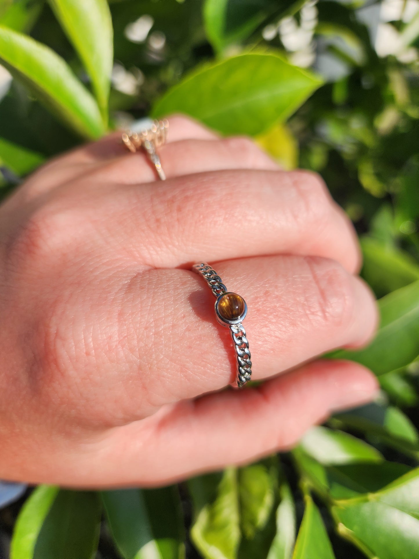 Tiger Eye Adjustable Ring