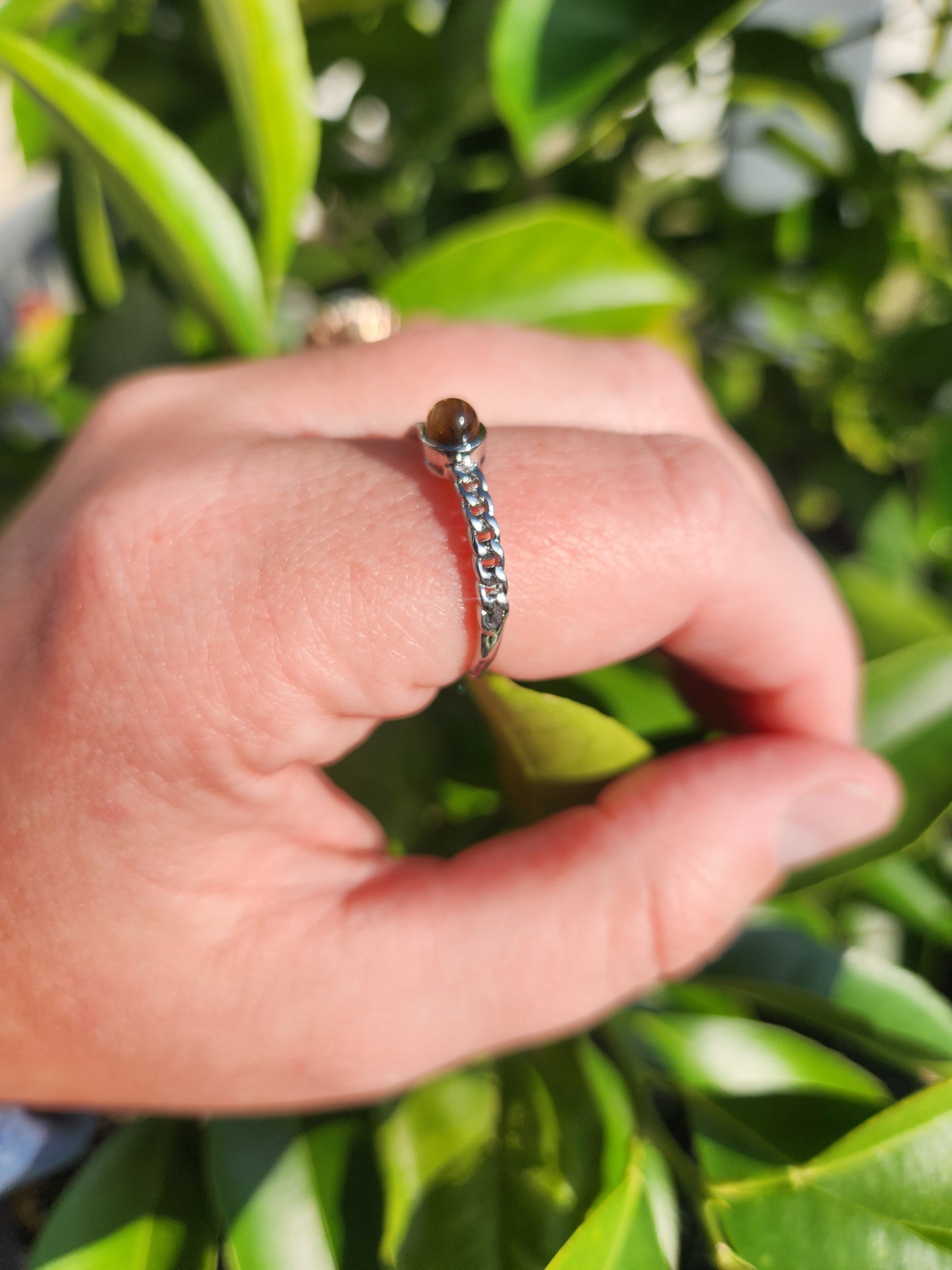 Tiger Eye Adjustable Ring