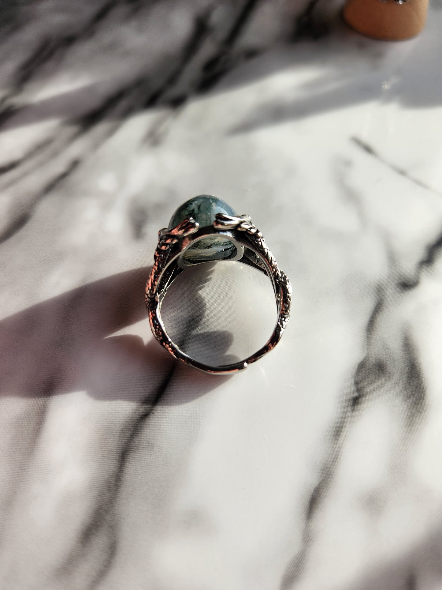 Moss Agate Adjustable Ring