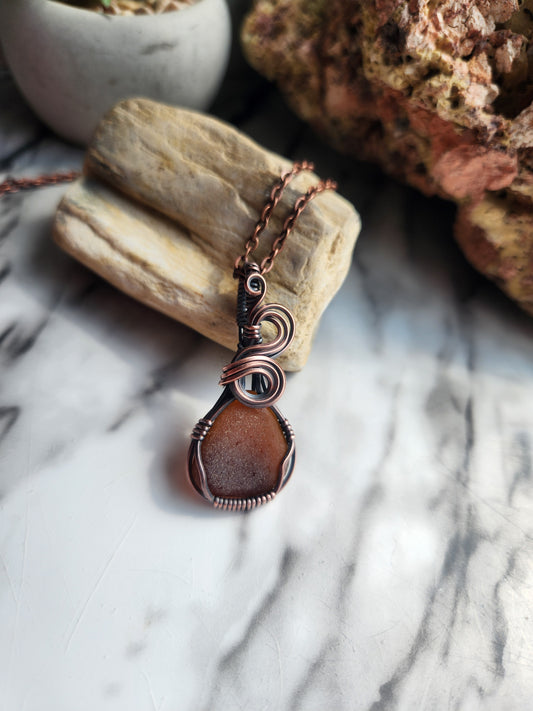 Amber Sea Glass Necklace