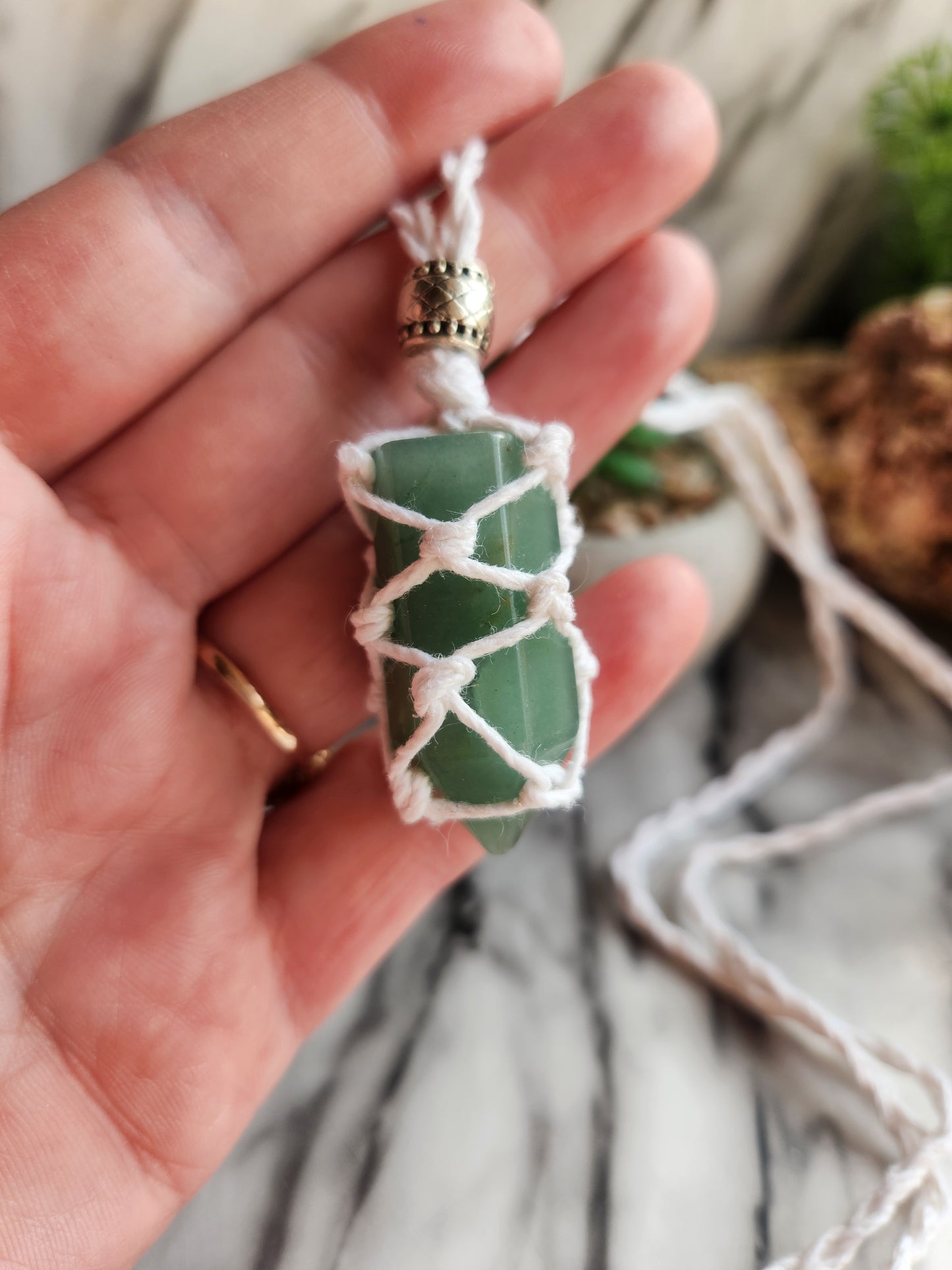 Green Aventurine Hemp Necklace