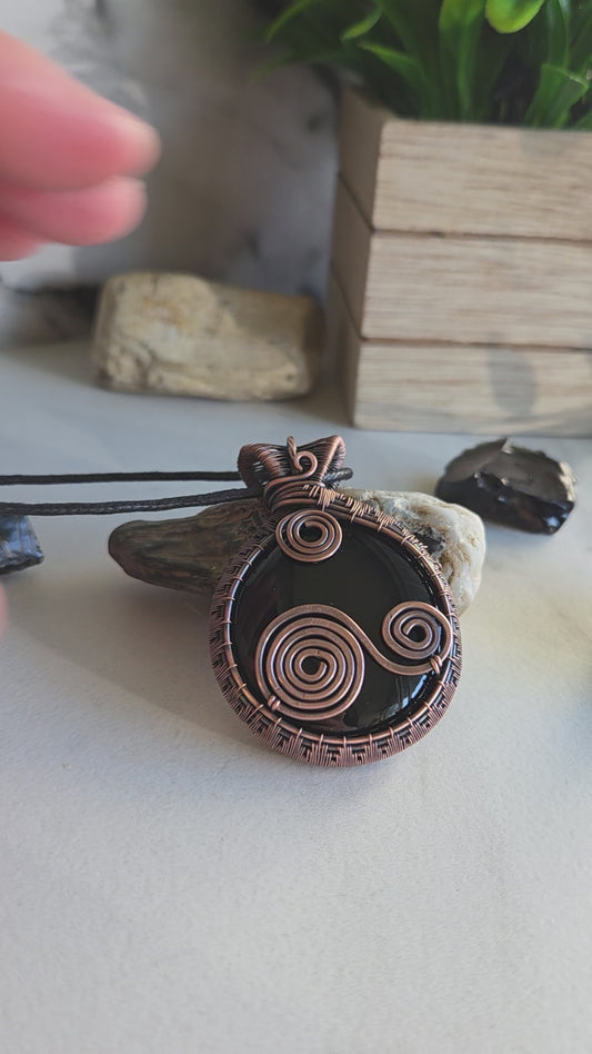 Shadow Spiral 🌀🖤 Black Obsidian  Necklace